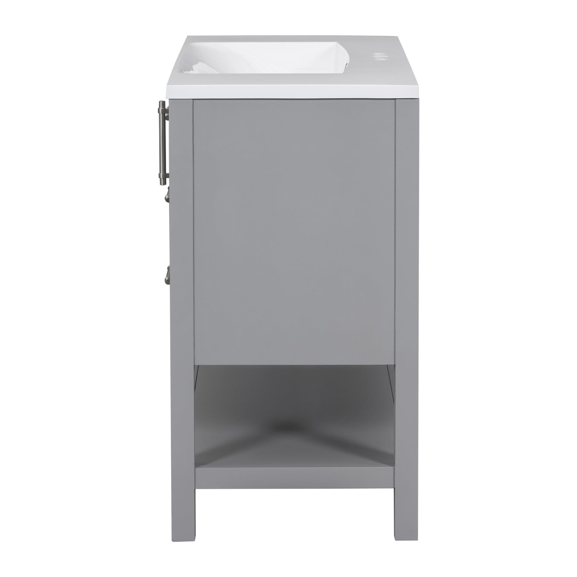 36 inch Freestanding Bathroom Vanity Set in Grey with Integrated  Resin Sink