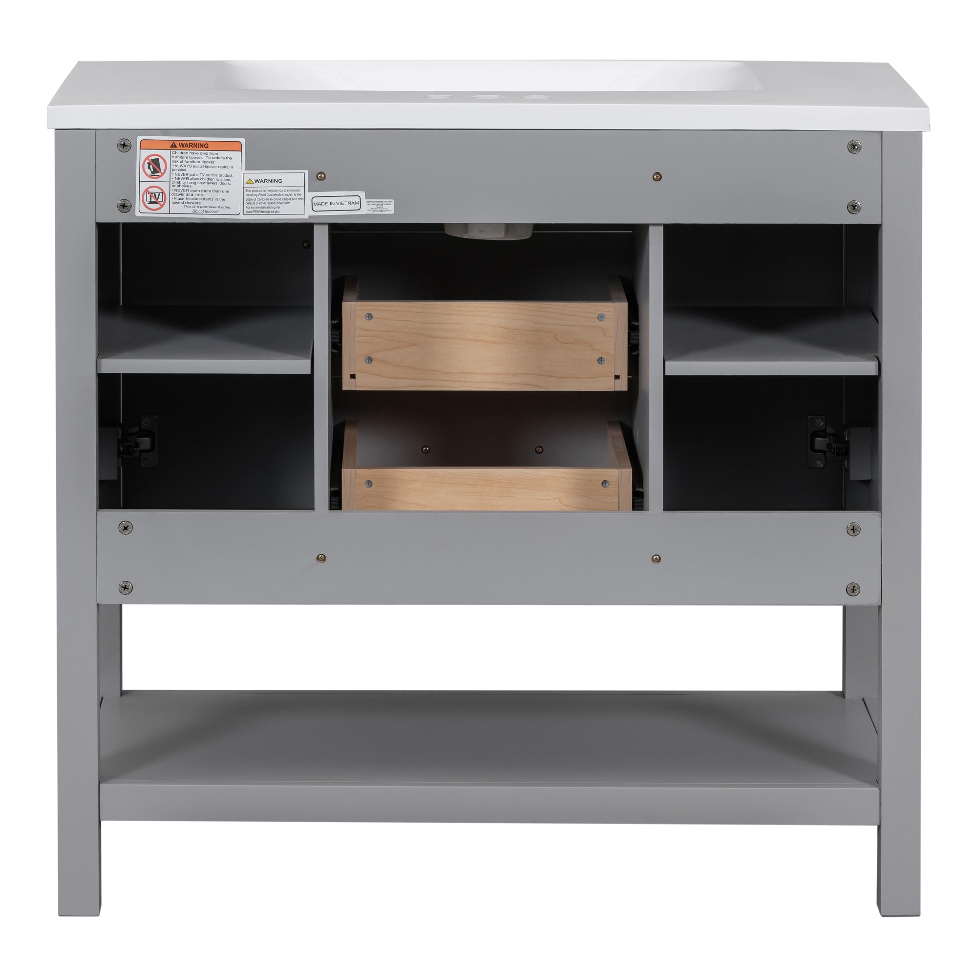 36 inch Freestanding Bathroom Vanity Set in Grey with Integrated  Resin Sink