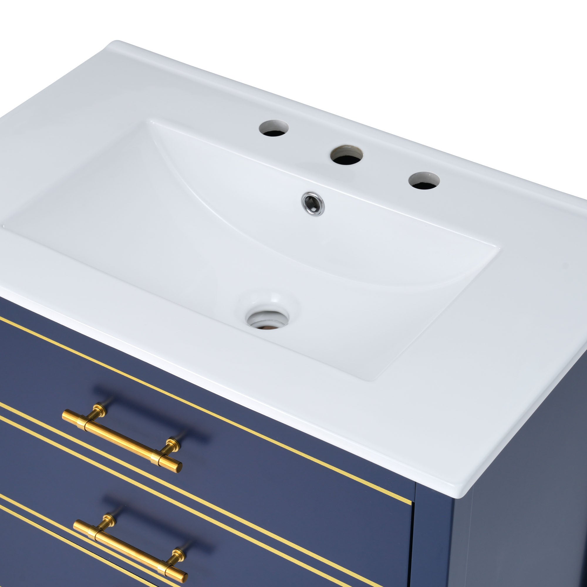 30 inch Freestanding Bathroom Vanity Set in White with Integrated Ceramic Sink