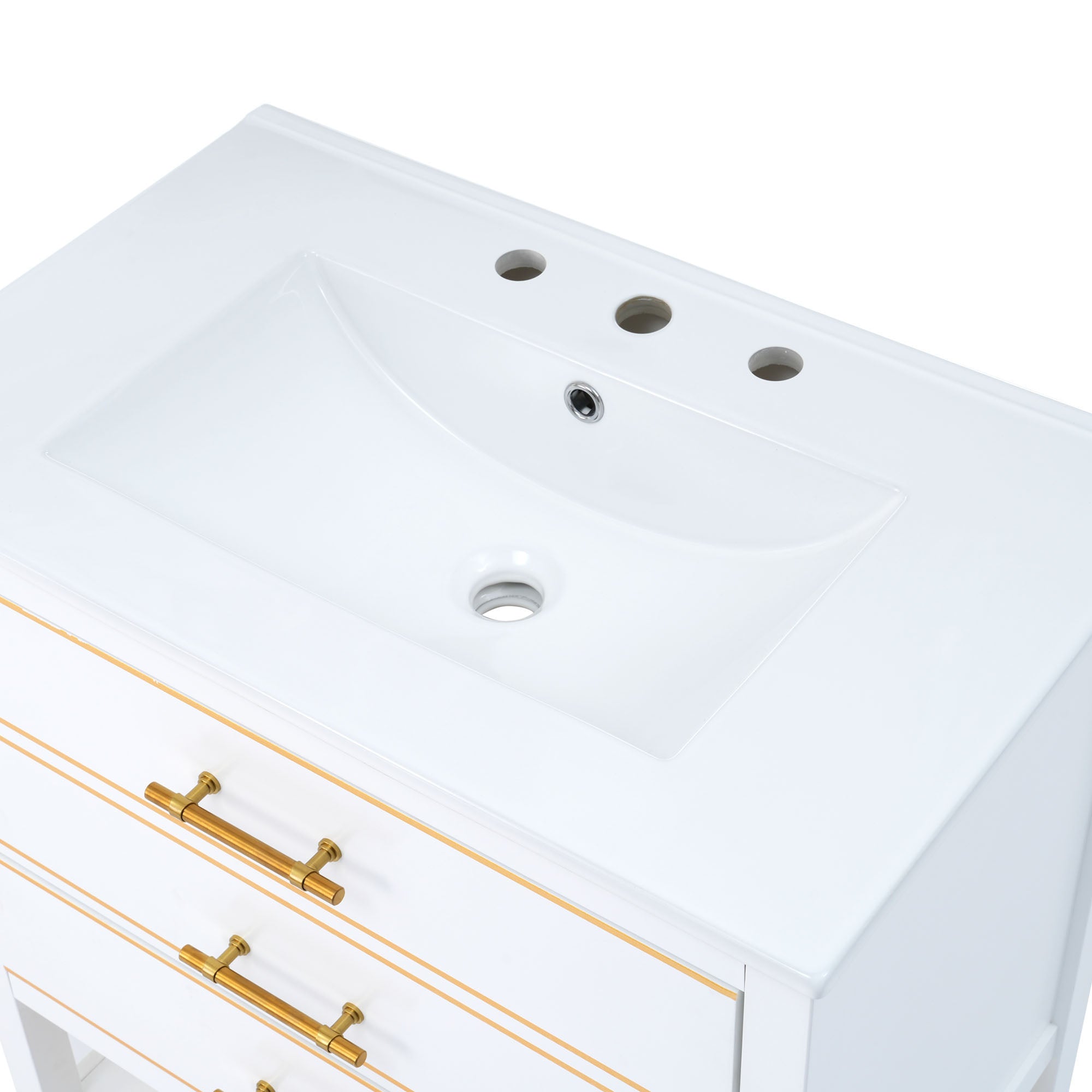 30 inch Freestanding Bathroom Vanity Set in White with Integrated Ceramic Sink