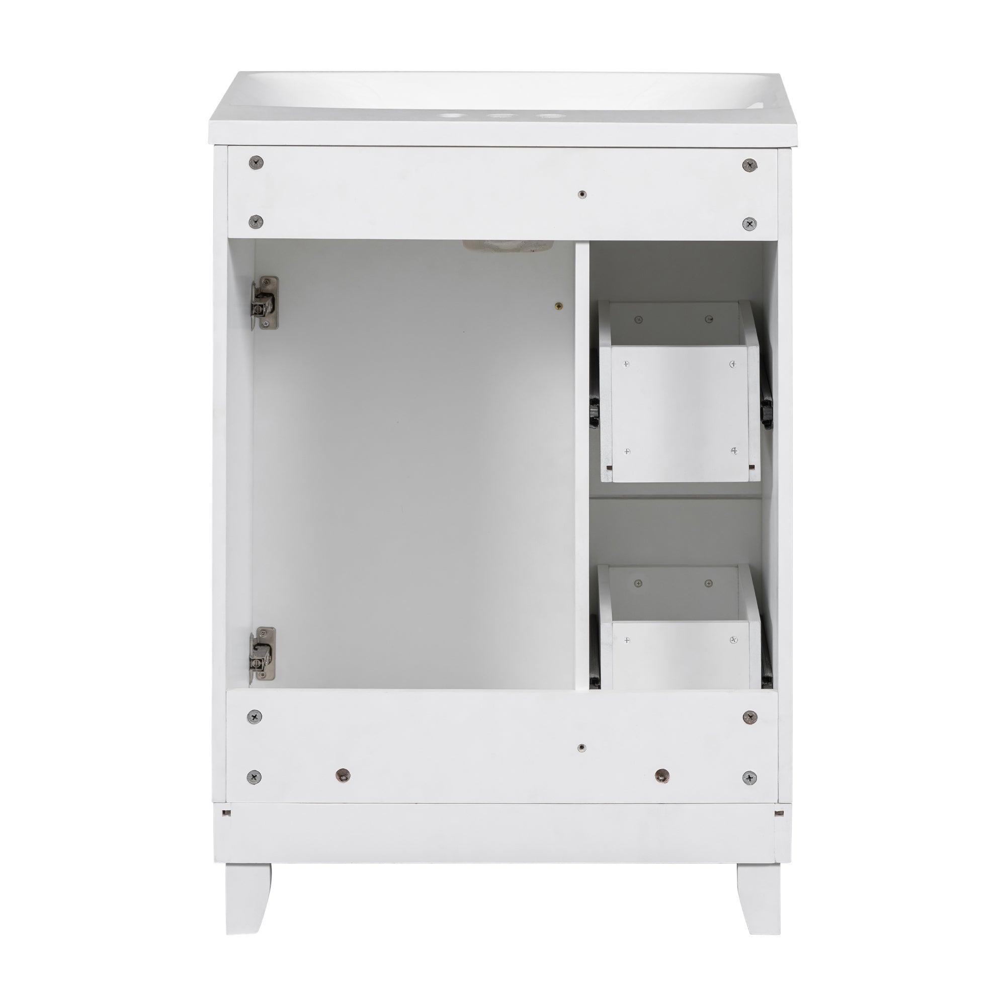 24 inch Freestanding Bathroom Vanity Set in White with Integrated Resin Sink