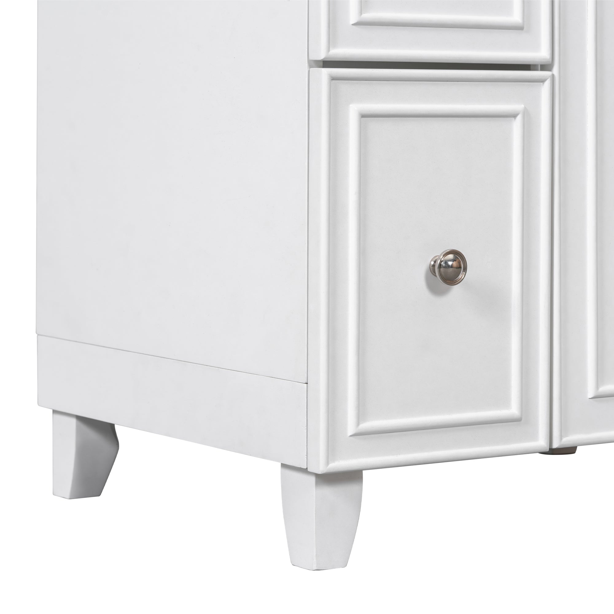 24 inch Freestanding Bathroom Vanity Set in White with Integrated Resin Sink
