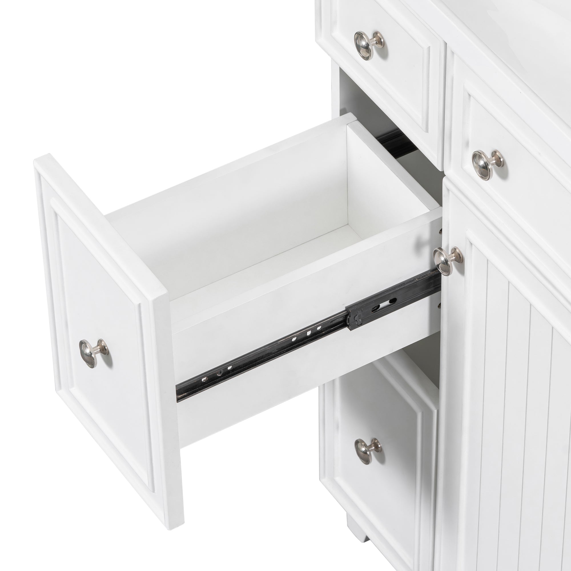 24 inch Freestanding Bathroom Vanity Set in White with Integrated Resin Sink