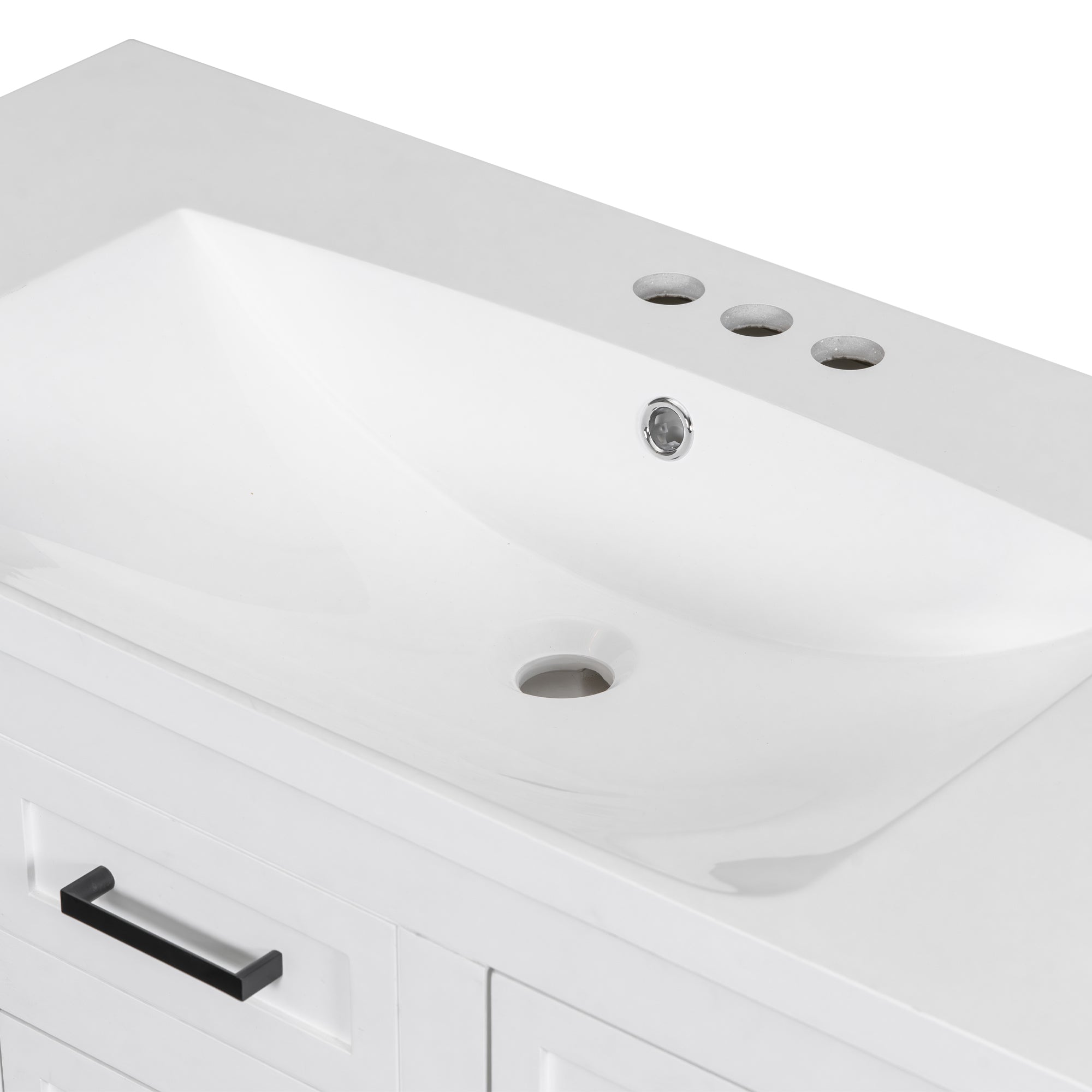 36 inch Freestanding Bathroom Vanity Set in White with Integrated Resin Sink