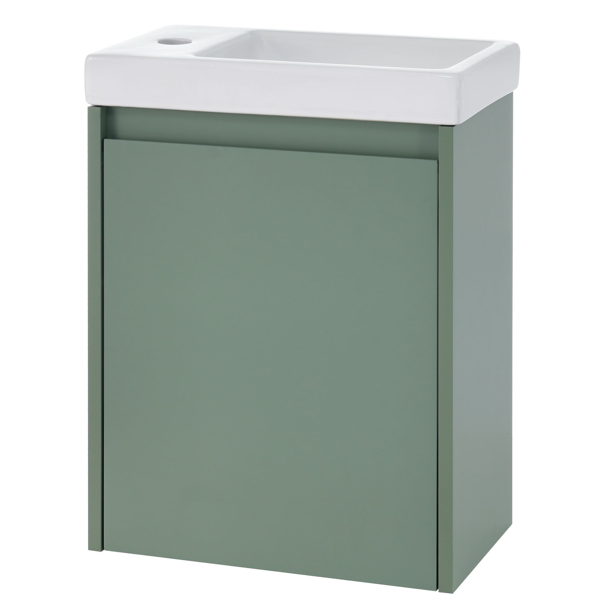 16 inch Wall-mounted Bathroom Vanity Set with Integrated Ceramic Sink