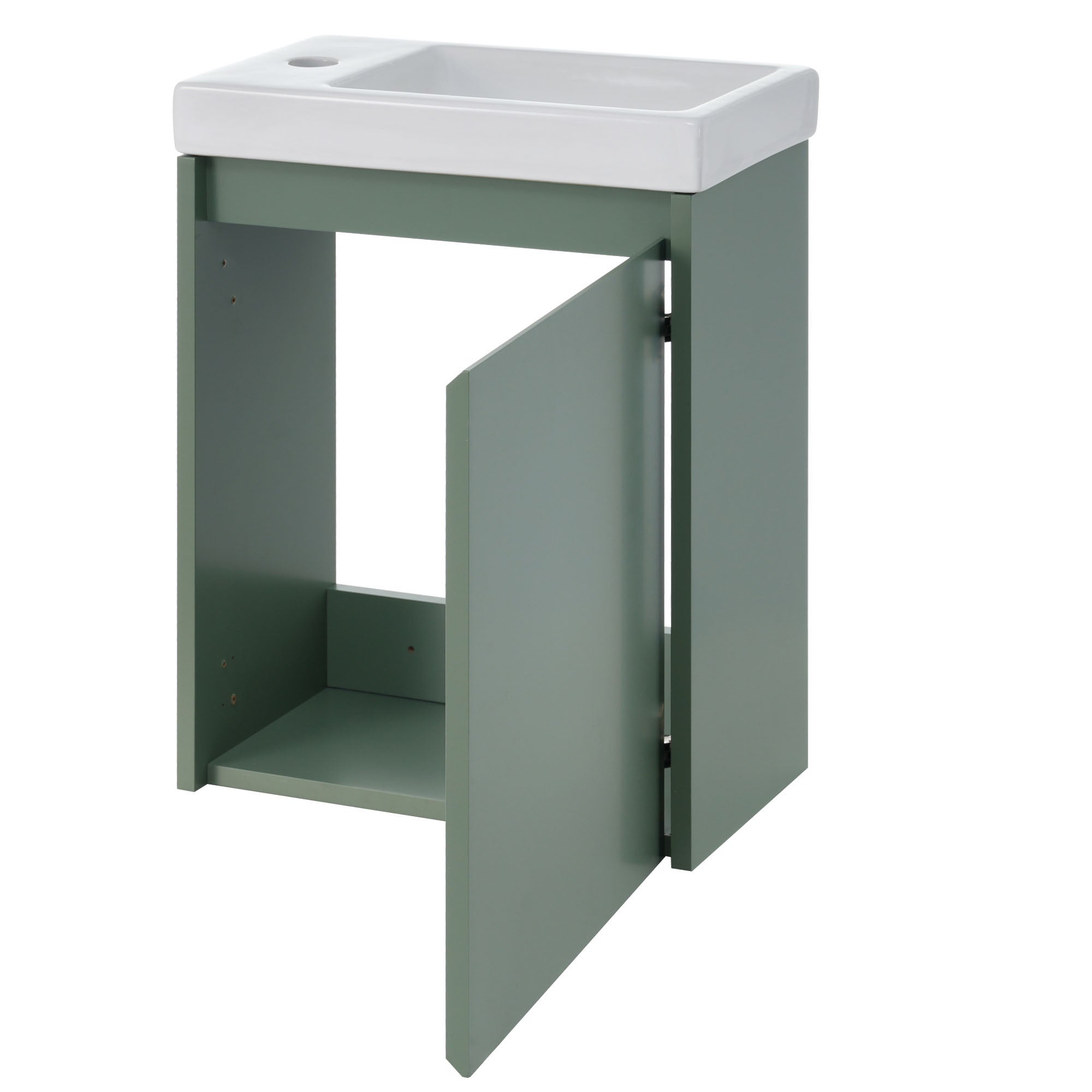 16 inch Wall-mounted Bathroom Vanity Set with Integrated Ceramic Sink