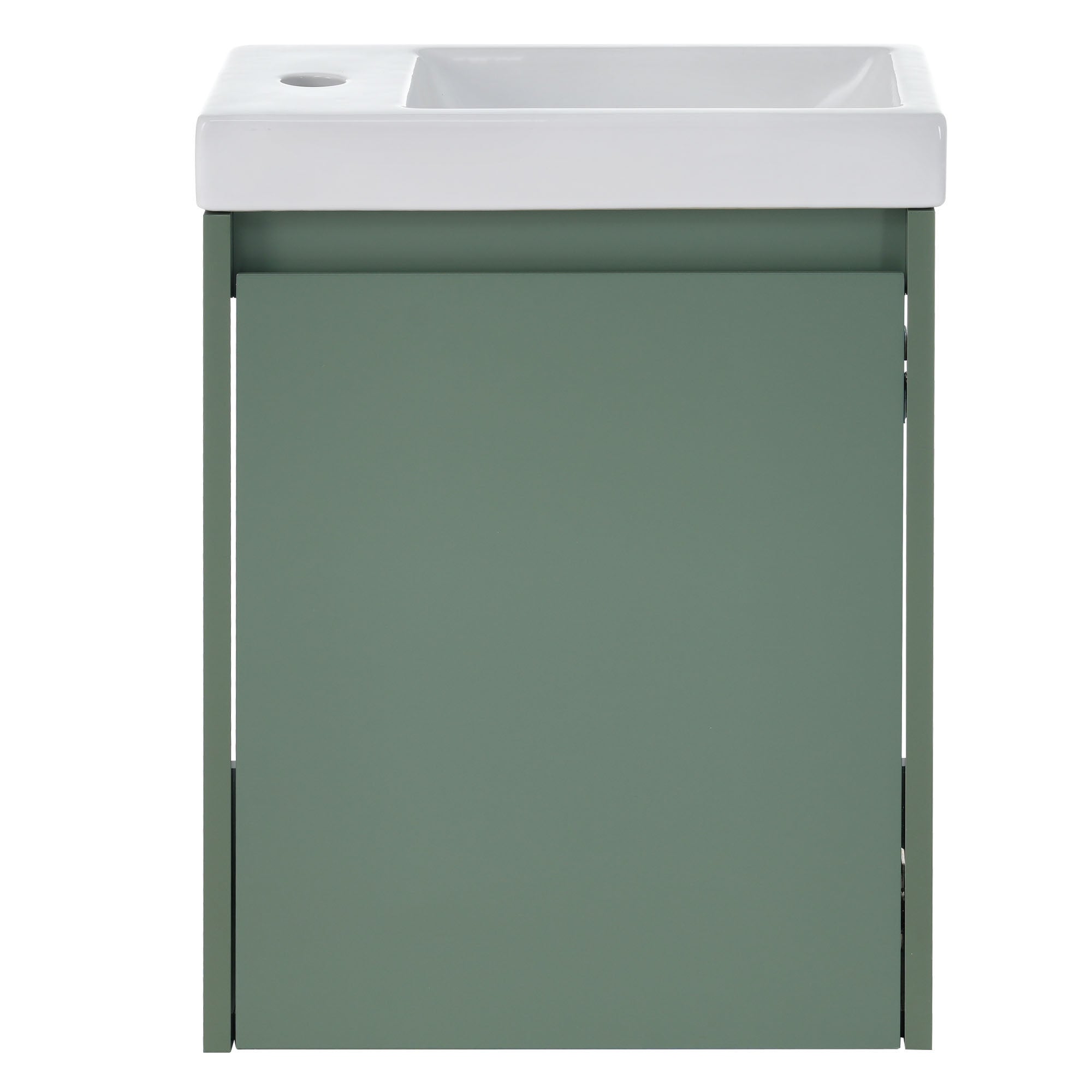 16 inch Wall-mounted Bathroom Vanity Set with Integrated Ceramic Sink