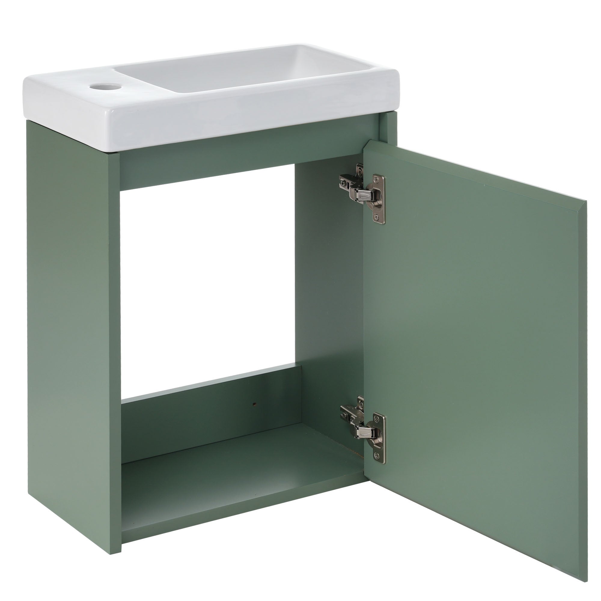 16 inch Wall-mounted Bathroom Vanity Set with Integrated Ceramic Sink