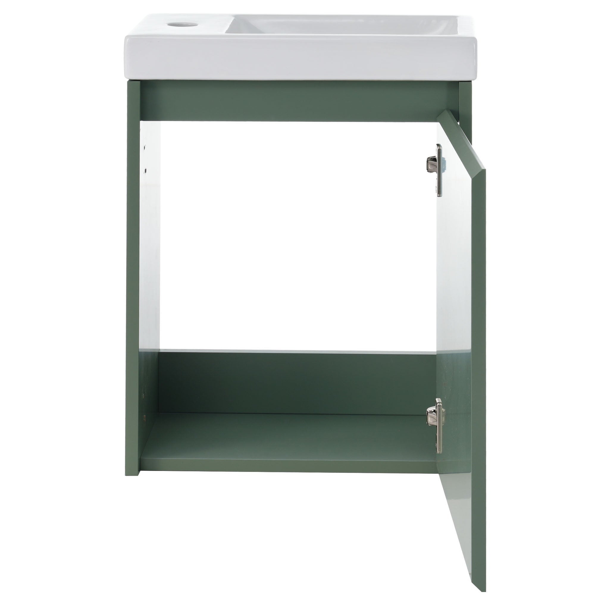 16 inch Wall-mounted Bathroom Vanity Set with Integrated Ceramic Sink