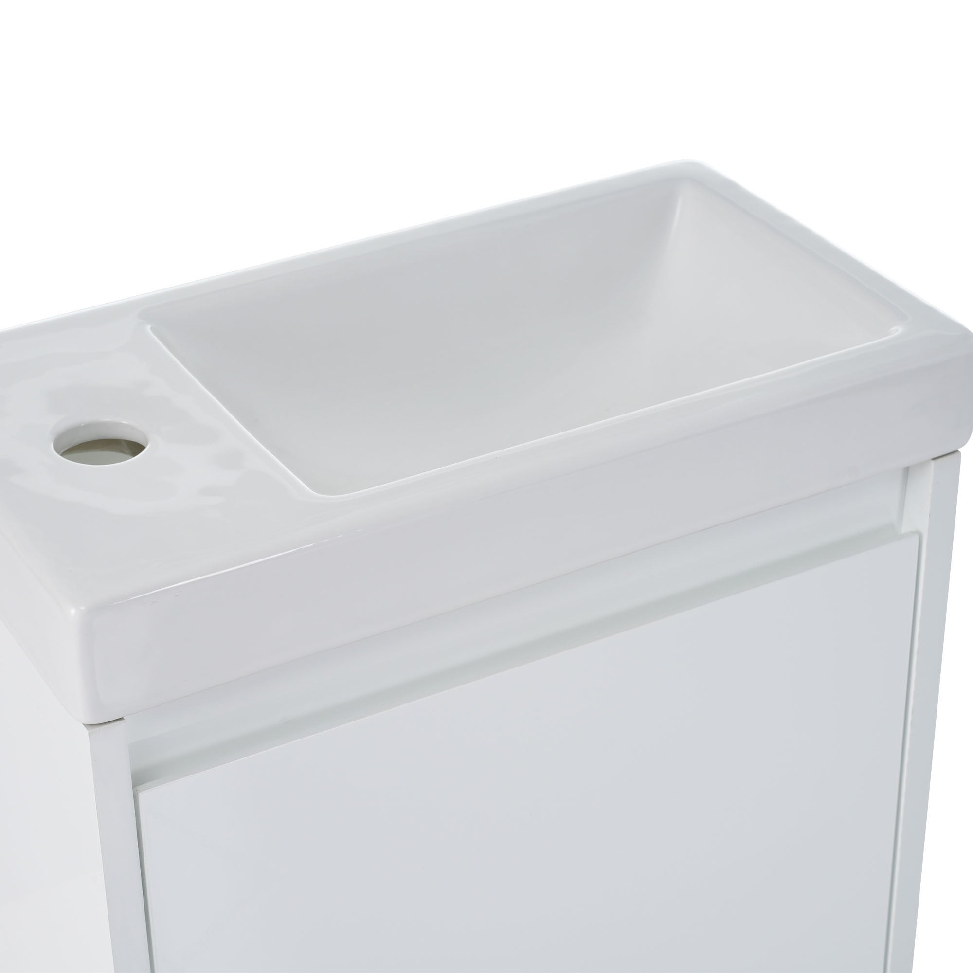 16 inch Wall-mounted Bathroom Vanity Set with Integrated Ceramic Sink