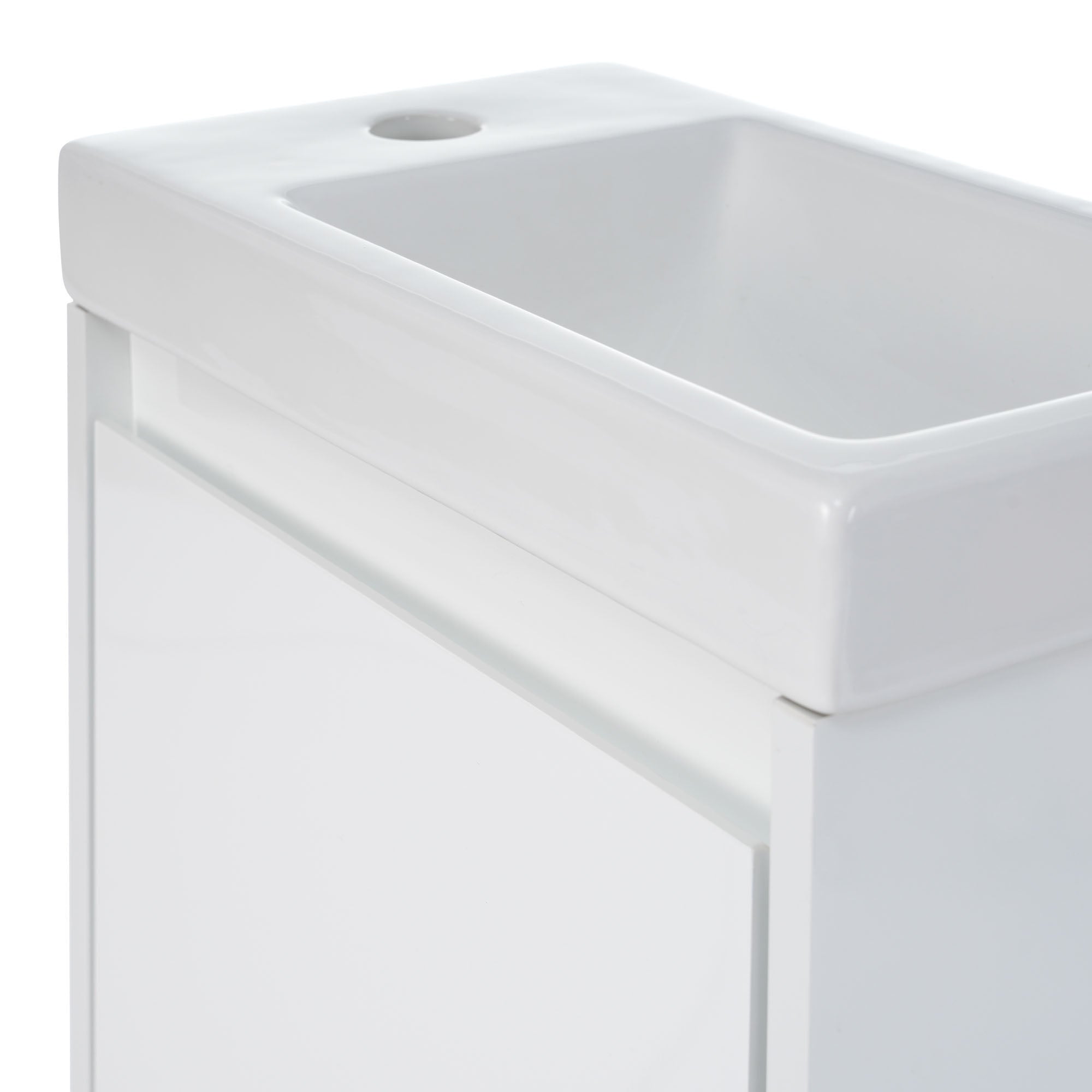 16 inch Wall-mounted Bathroom Vanity Set with Integrated Ceramic Sink