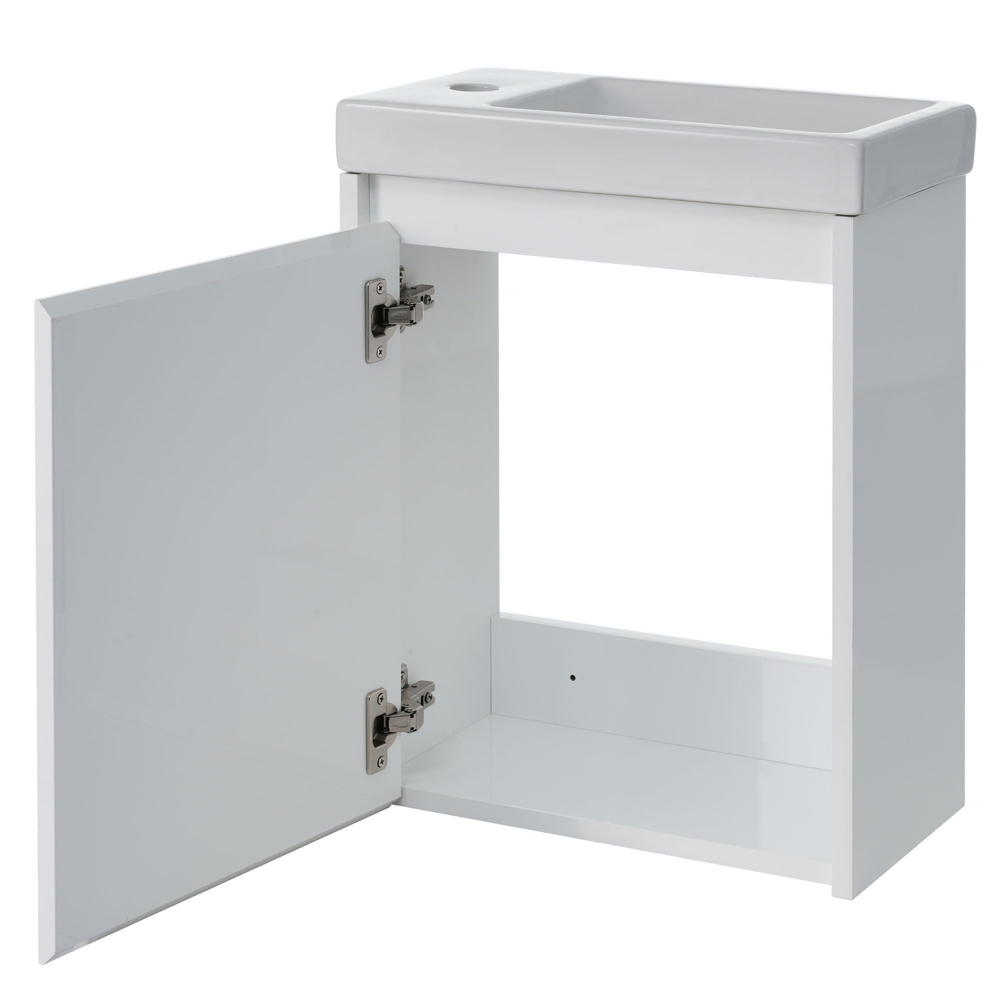 16 inch Wall-mounted Bathroom Vanity Set with Integrated Ceramic Sink