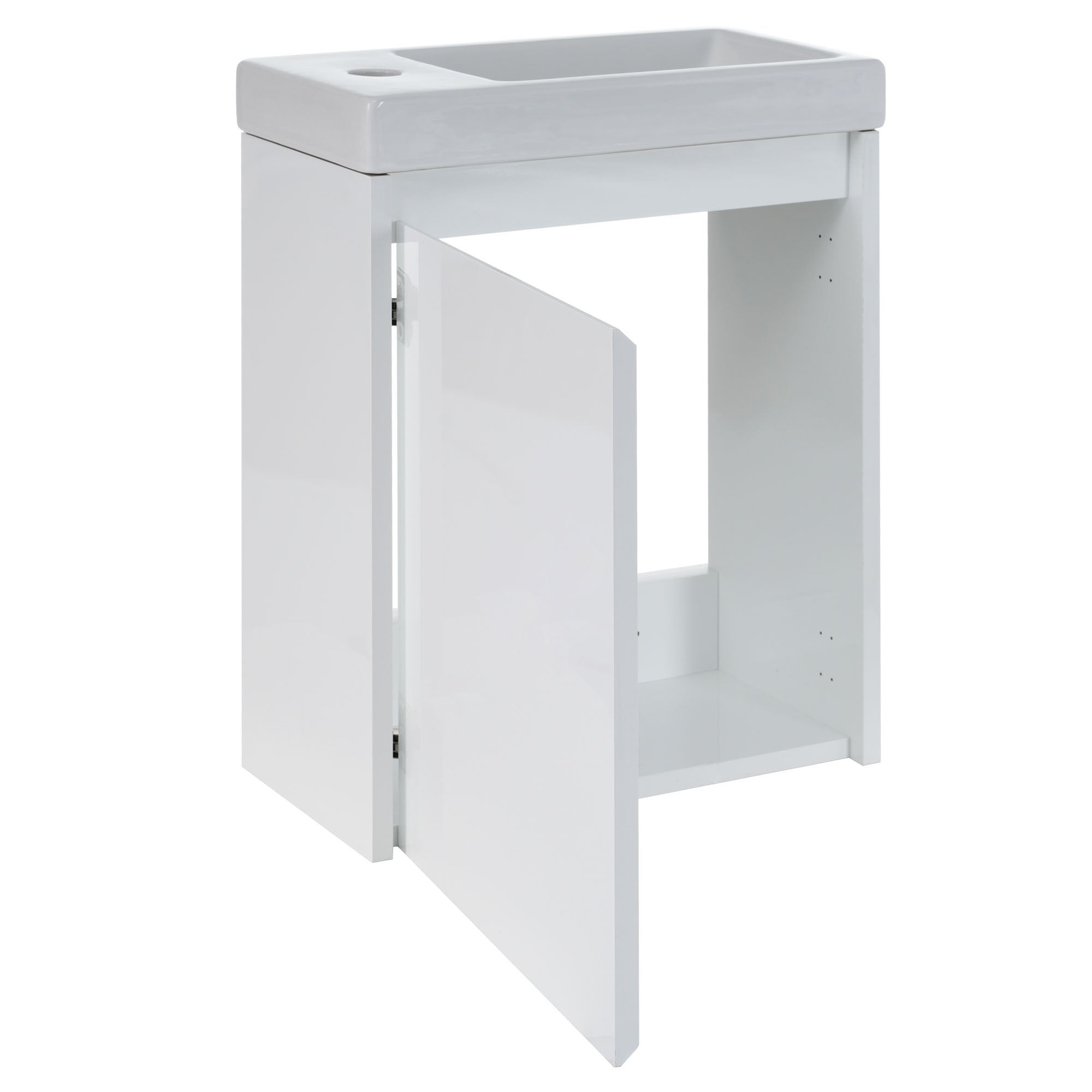 16 inch Wall-mounted Bathroom Vanity Set with Integrated Ceramic Sink