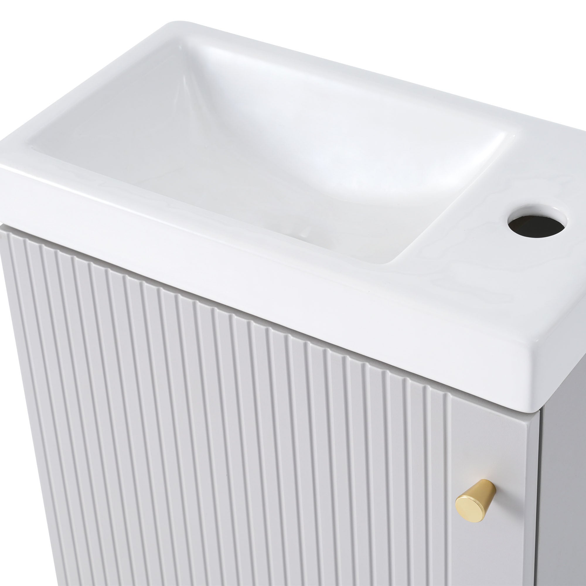 16 inch Wall-mounted Bathroom Vanity Set with Integrated Ceramic Sink