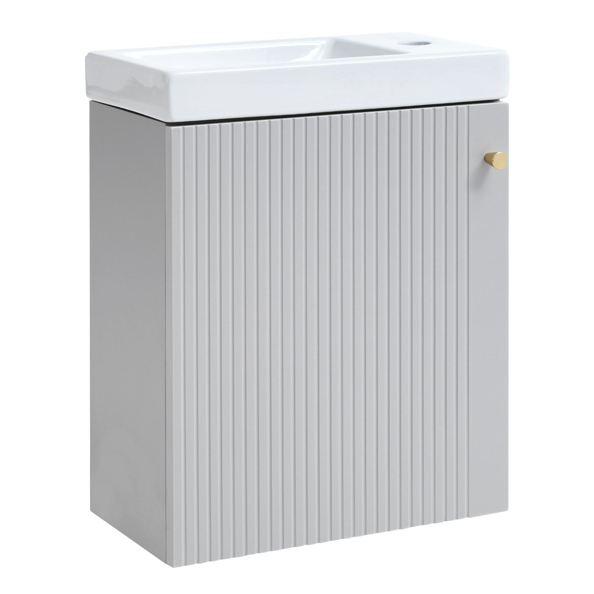 16 inch Wall-mounted Bathroom Vanity Set with Integrated Ceramic Sink