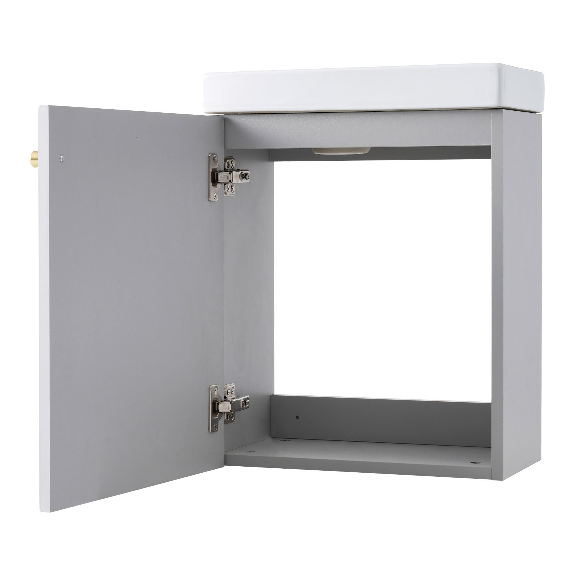 16 inch Wall-mounted Bathroom Vanity Set with Integrated Ceramic Sink