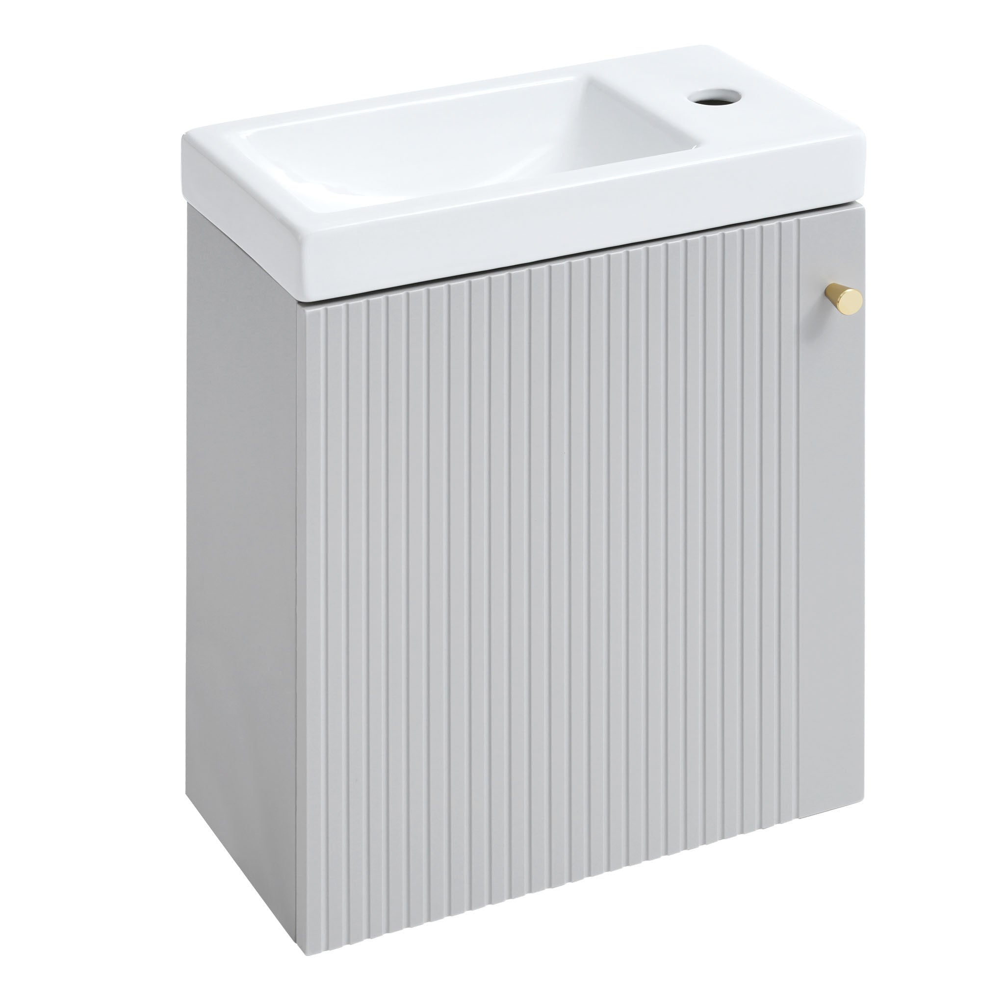 16 inch Wall-mounted Bathroom Vanity Set with Integrated Ceramic Sink