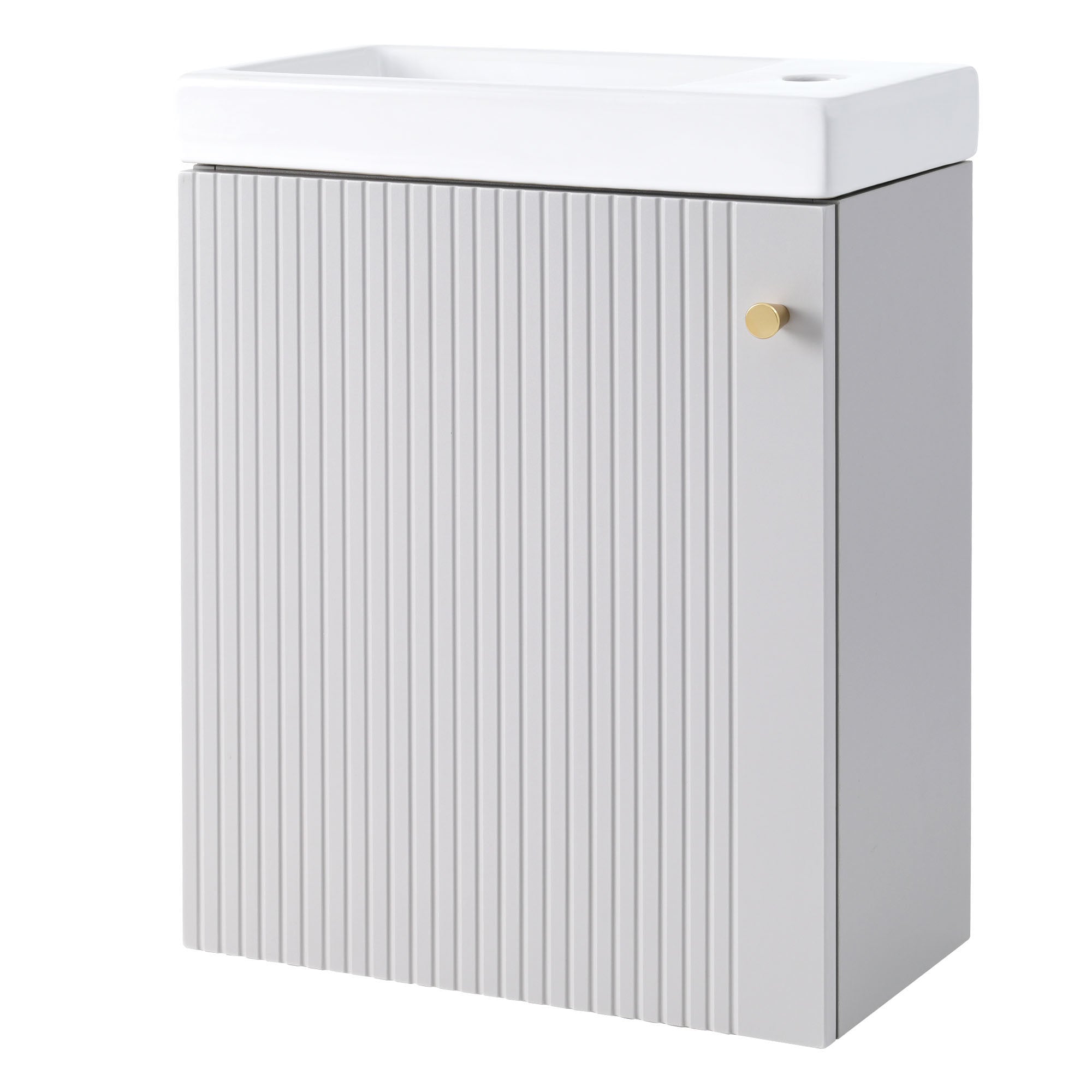16 inch Wall-mounted Bathroom Vanity Set with Integrated Ceramic Sink