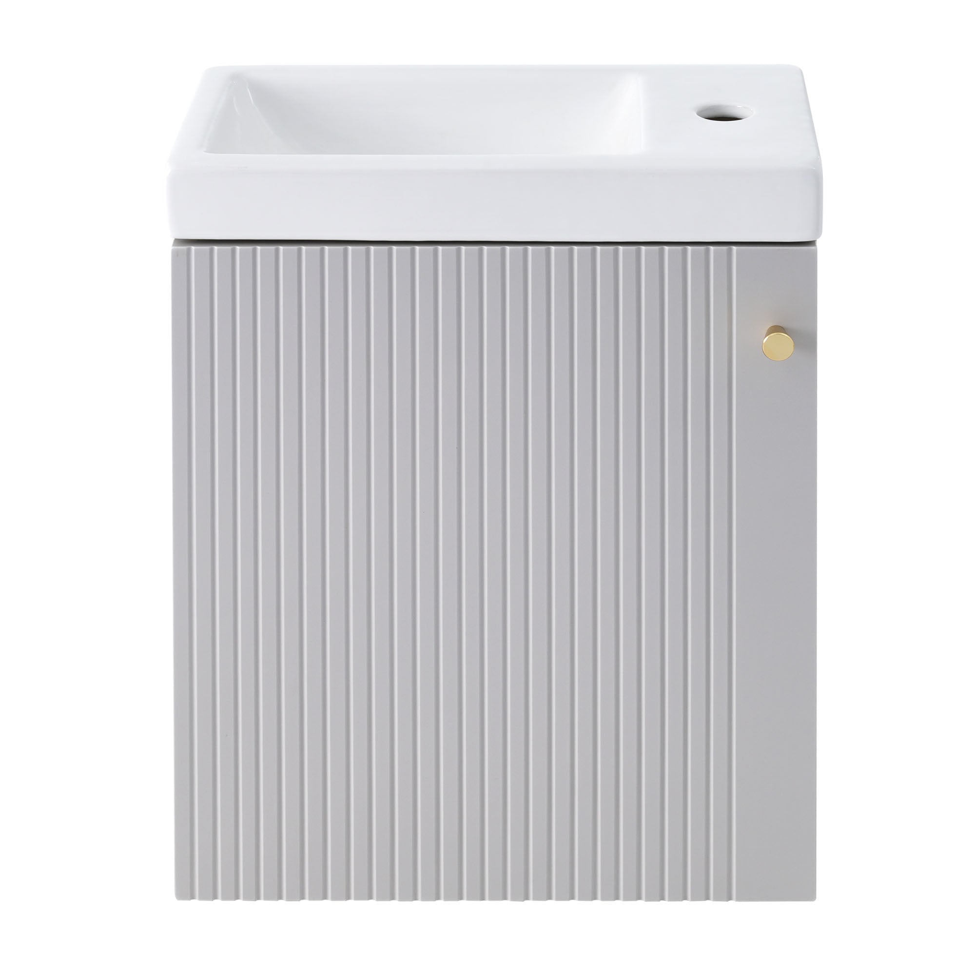 16 inch Wall-mounted Bathroom Vanity Set with Integrated Ceramic Sink