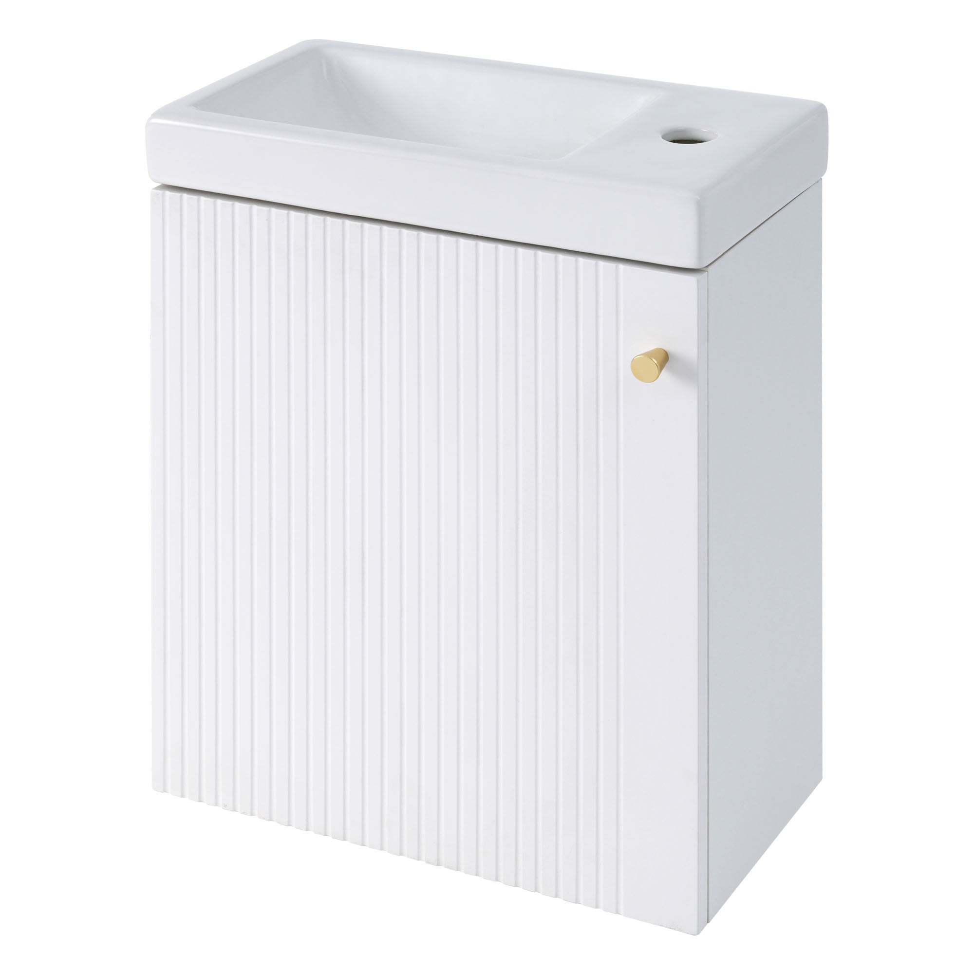 16 inch Wall-mounted Bathroom Vanity Set with Integrated Ceramic Sink