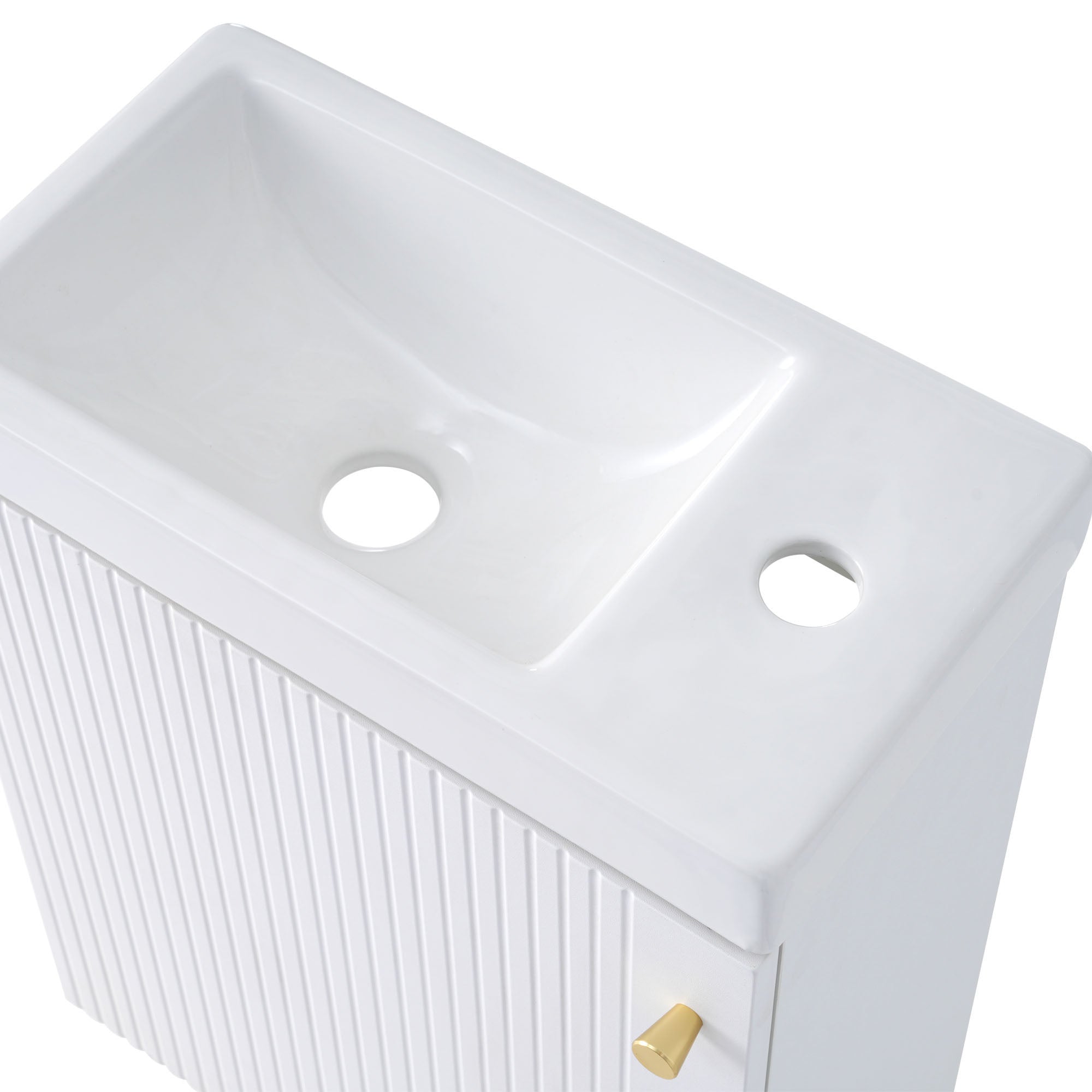 16 inch Wall-mounted Bathroom Vanity Set with Integrated Ceramic Sink