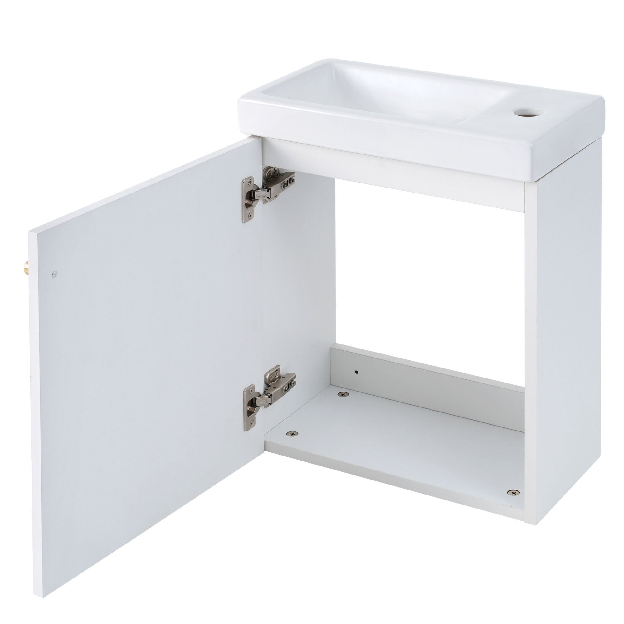 16 inch Wall-mounted Bathroom Vanity Set with Integrated Ceramic Sink