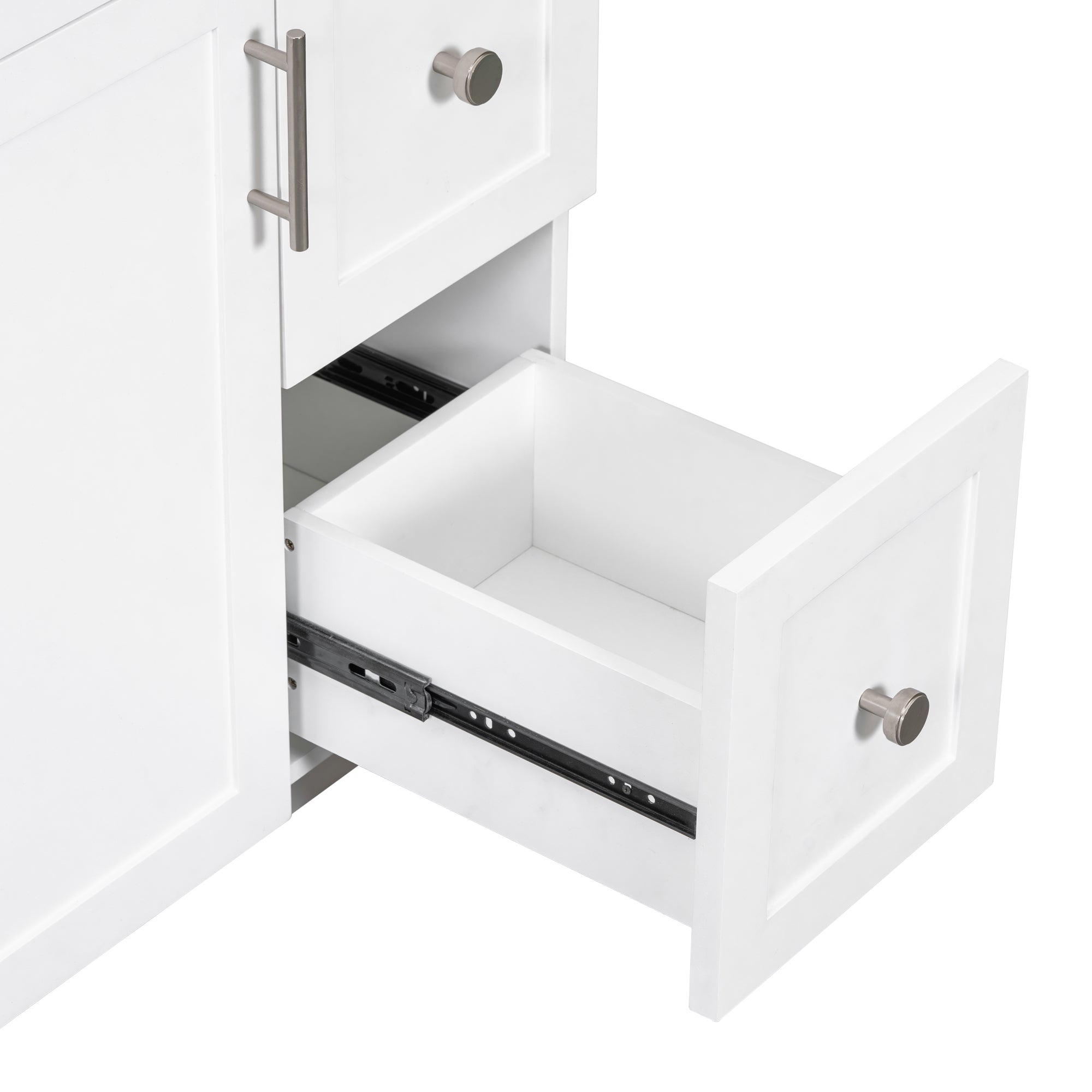 36 inch Freestanding Bathroom Vanity Set in White with Integrated Resin Sink