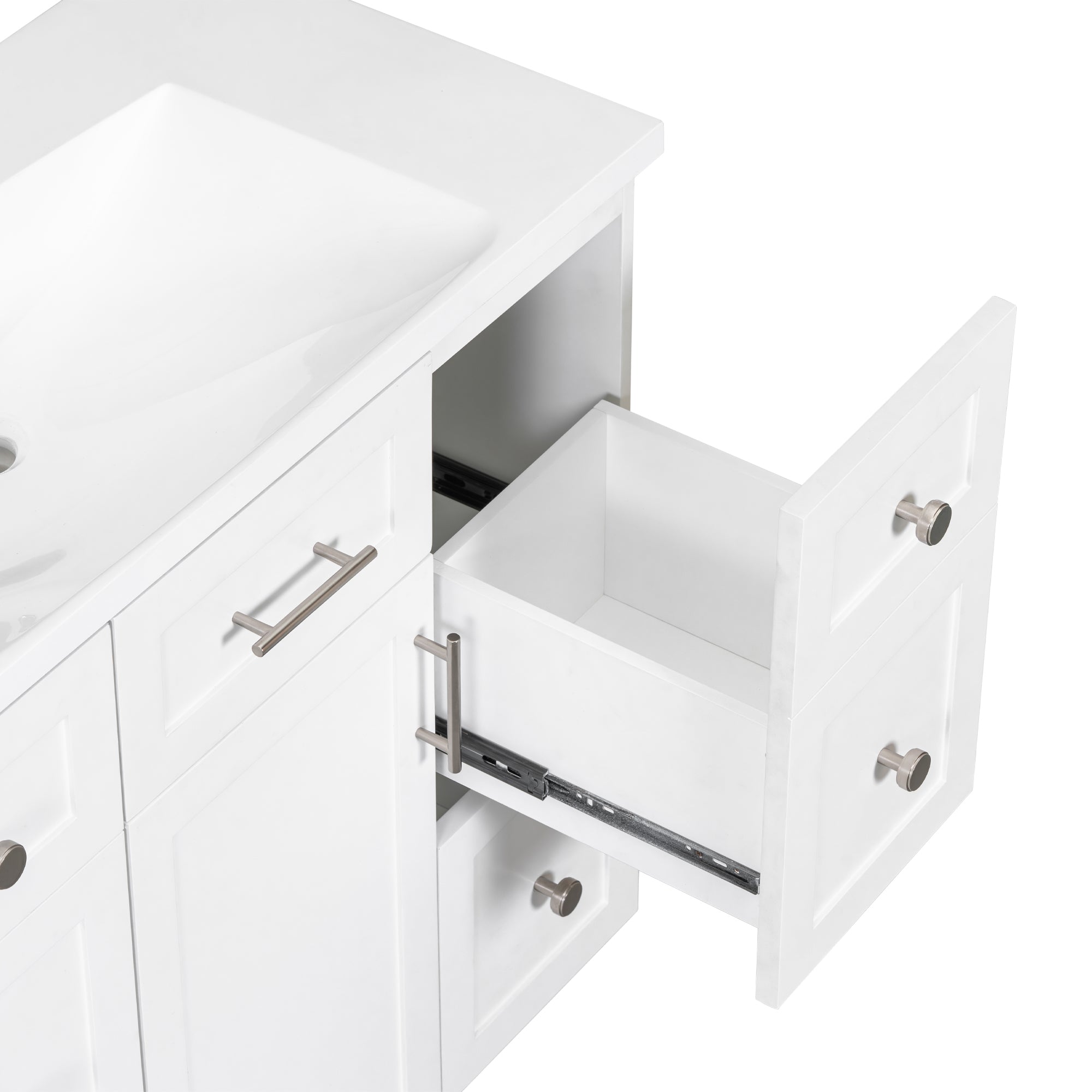 36 inch Freestanding Bathroom Vanity Set in White with Integrated Resin Sink
