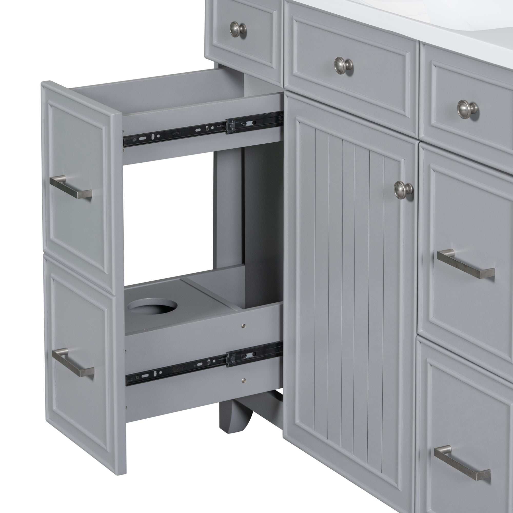 36 Inch Freestanding Bathroom Vanity with White Resin Basin and Door and Drawers