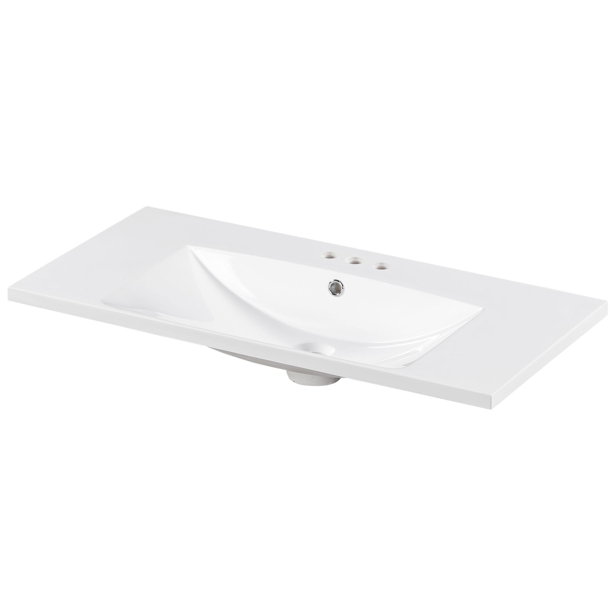 36 inch Freestanding Bath Vanity in Navy Blue with White Resin Top