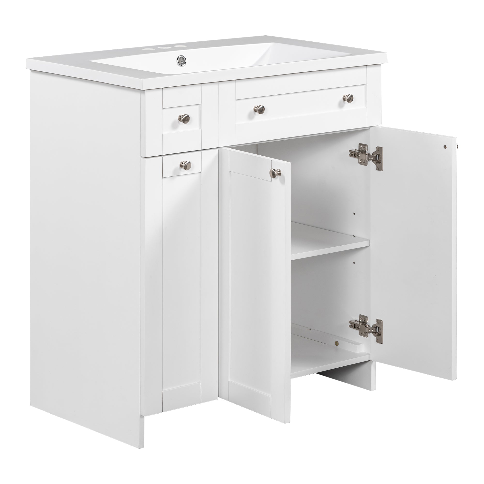 36 inch Freestanding Bath Vanity in Navy Blue with White Resin Top