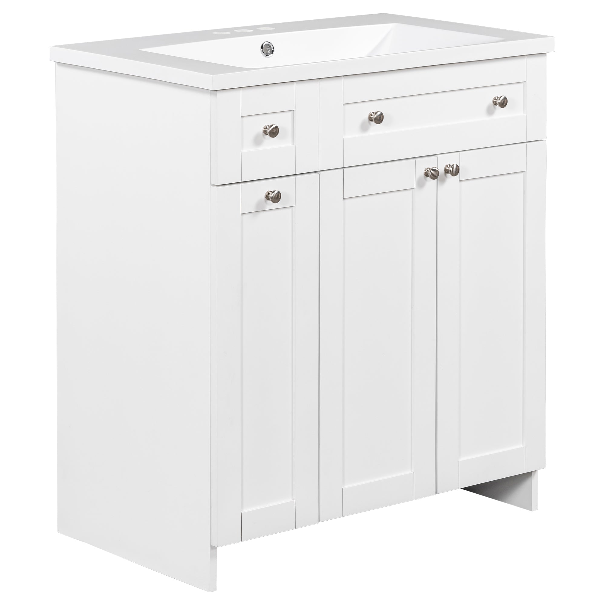36 inch Freestanding Bath Vanity in Navy Blue with White Resin Top