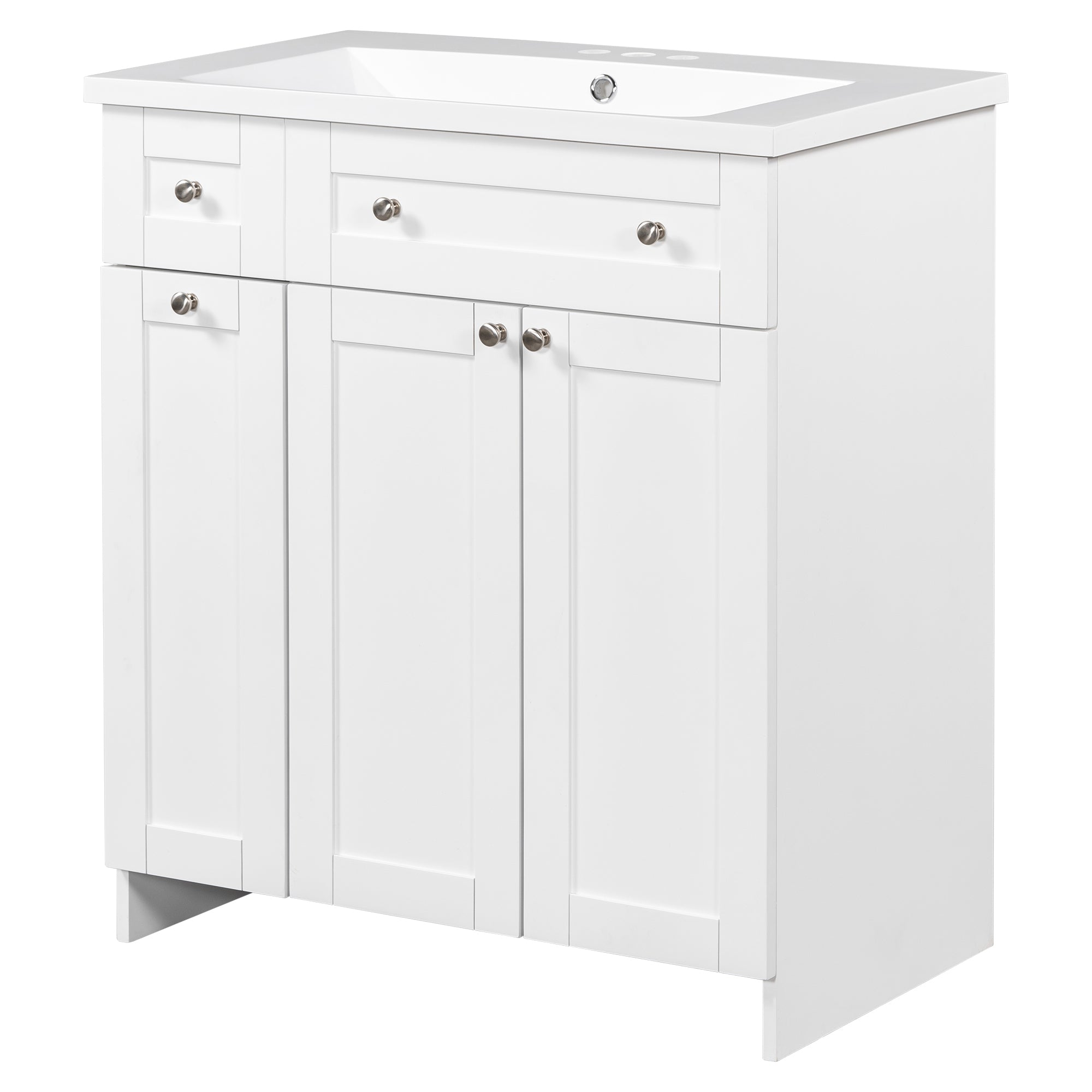 36 inch Freestanding Bath Vanity in Navy Blue with White Resin Top