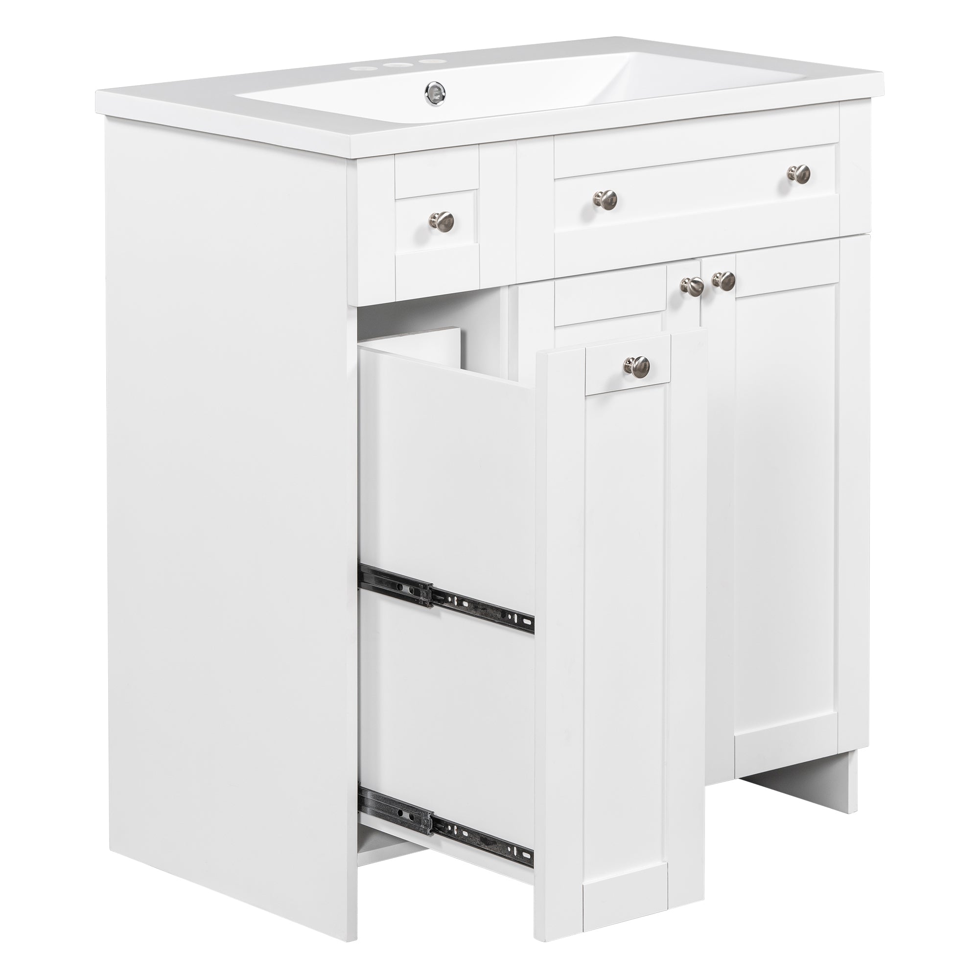 36 inch Freestanding Bath Vanity in Navy Blue with White Resin Top