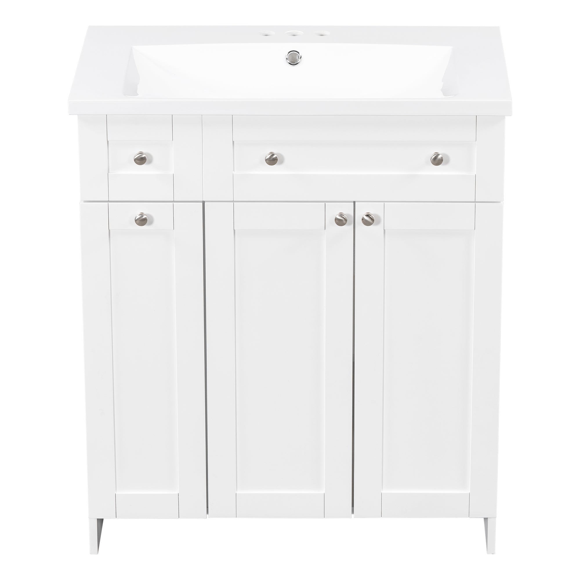 36 inch Freestanding Bath Vanity in Navy Blue with White Resin Top