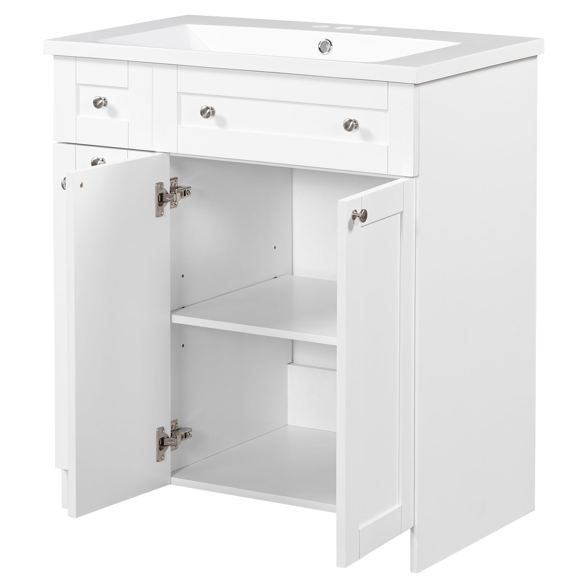 36 inch Freestanding Bath Vanity in Navy Blue with White Resin Top
