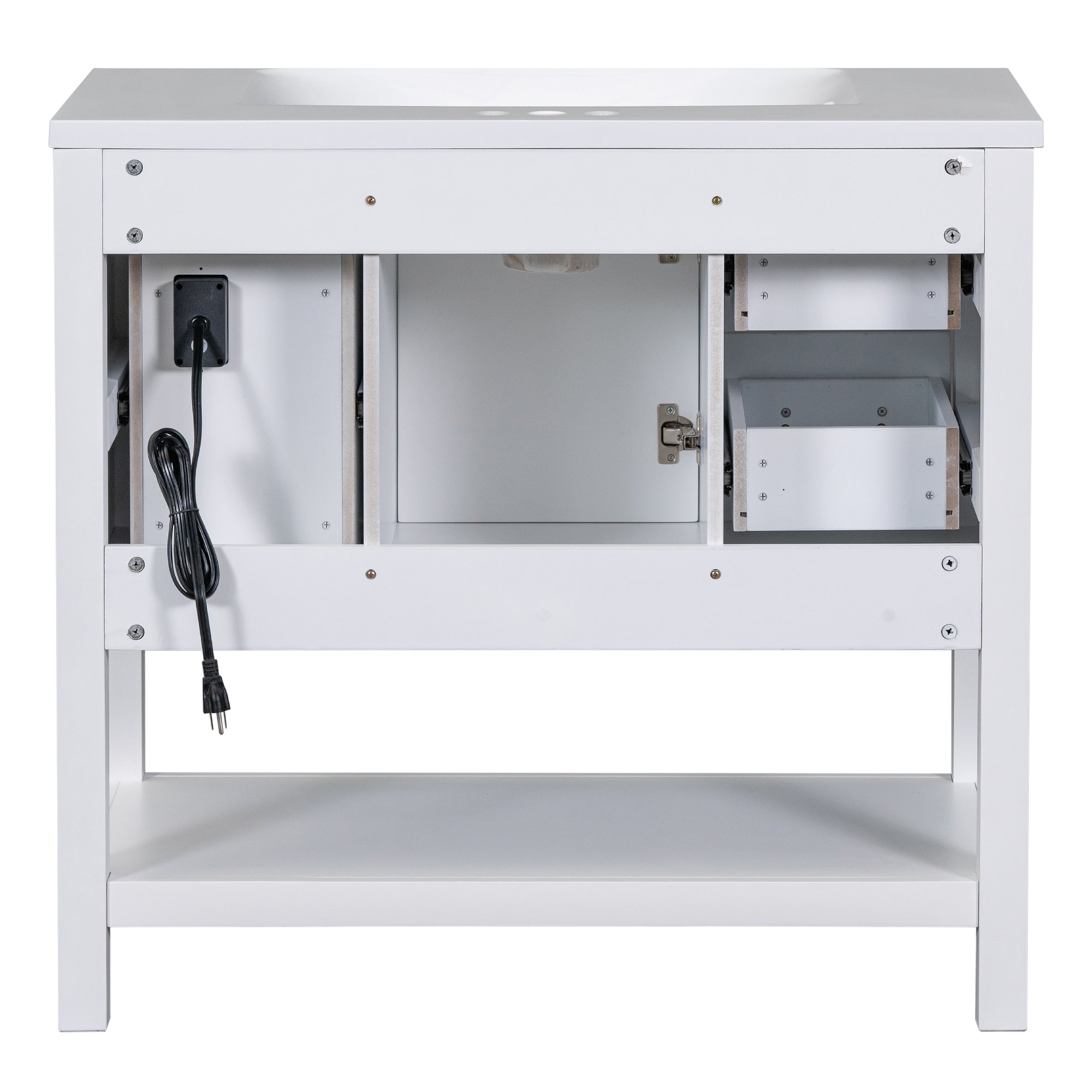 36 Inch MDF Freestanding Bathroom Vanity with Resin Basin and Drawers