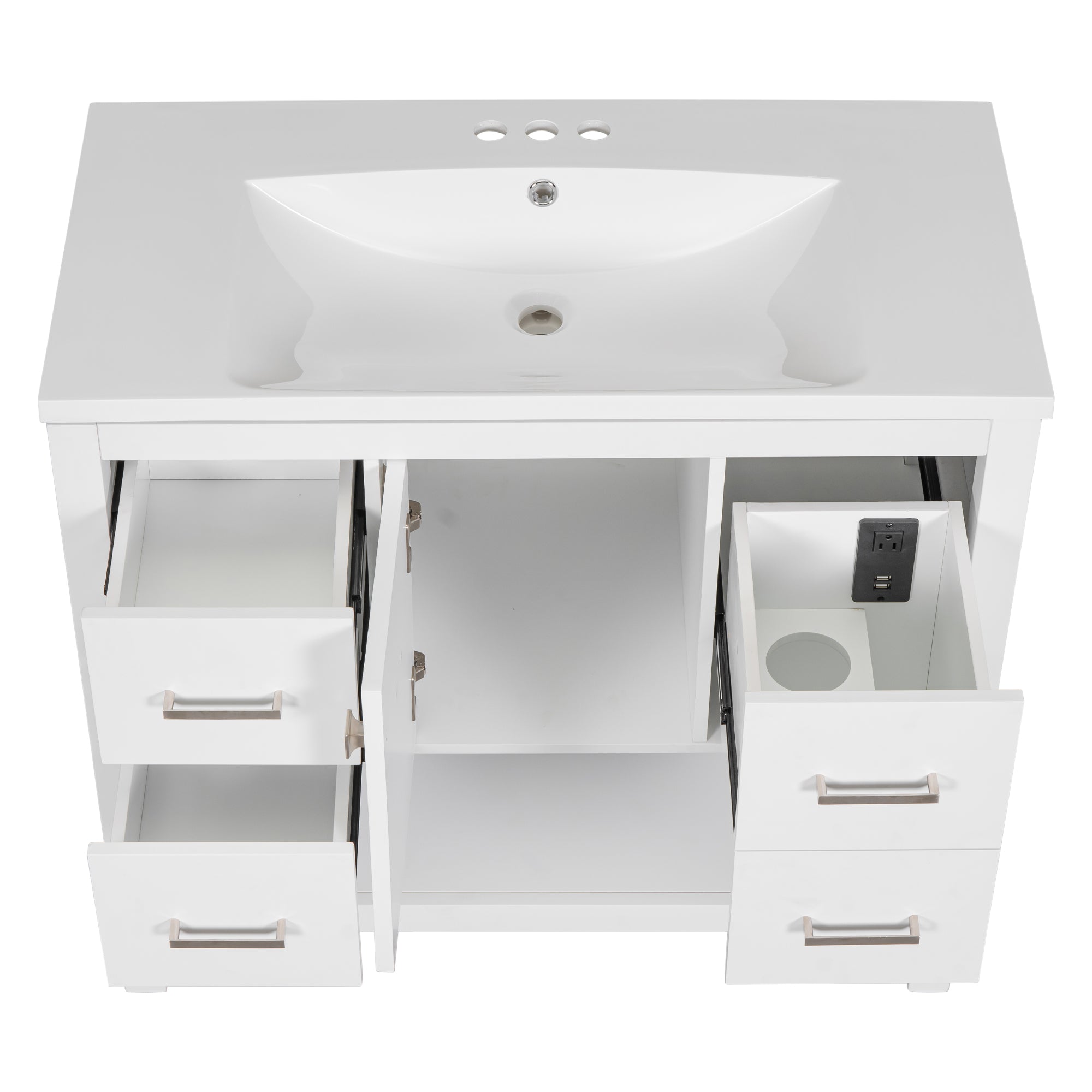 36 Inch MDF Freestanding Bathroom Vanity with Resin Basin and Drawers