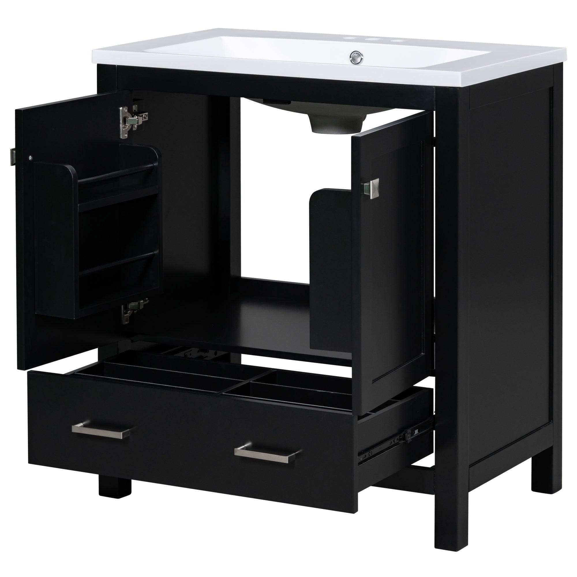 30 Inch MDF Freestanding Bathroom Vanity with Resin Basin and Drawers