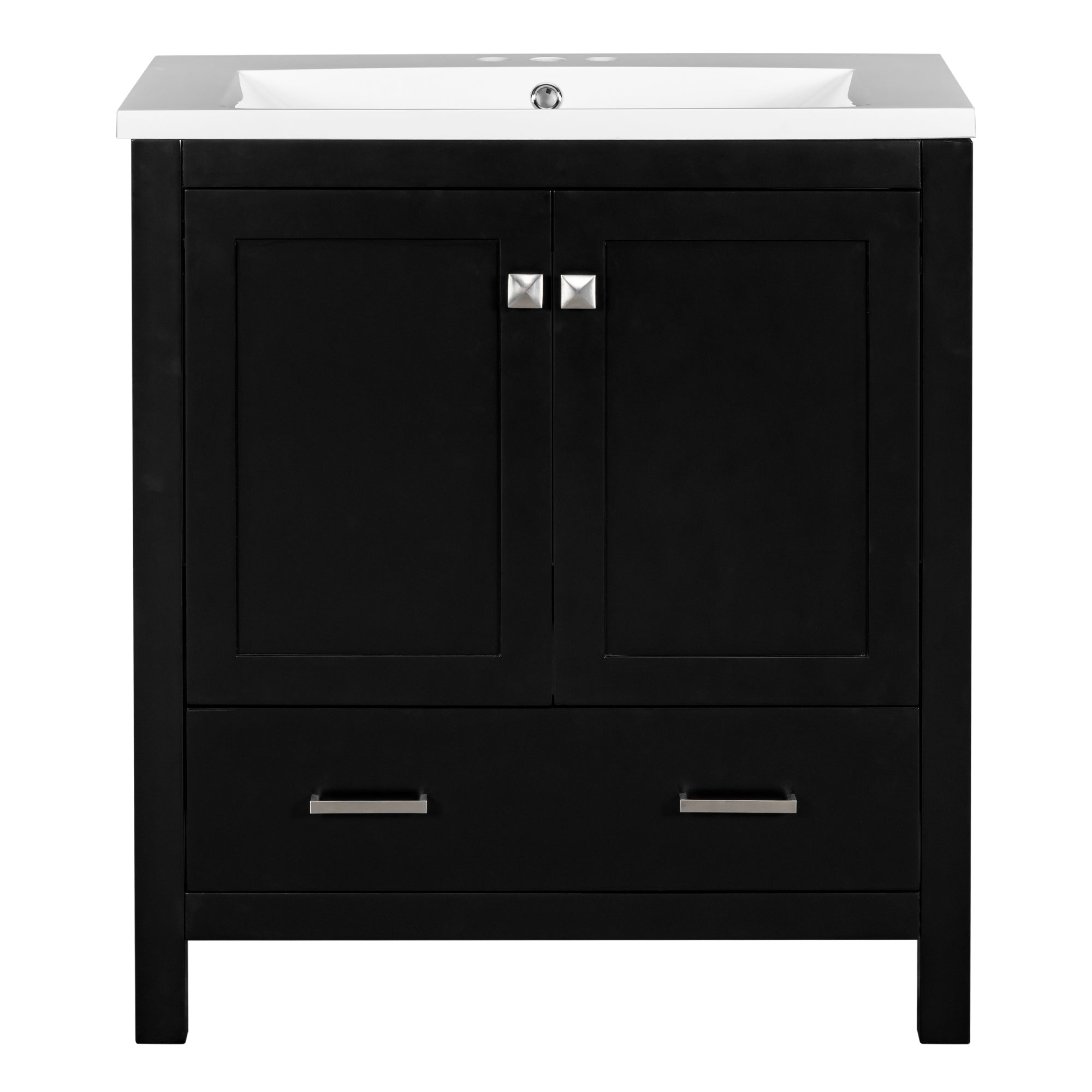30 Inch MDF Freestanding Bathroom Vanity with Resin Basin and Drawers