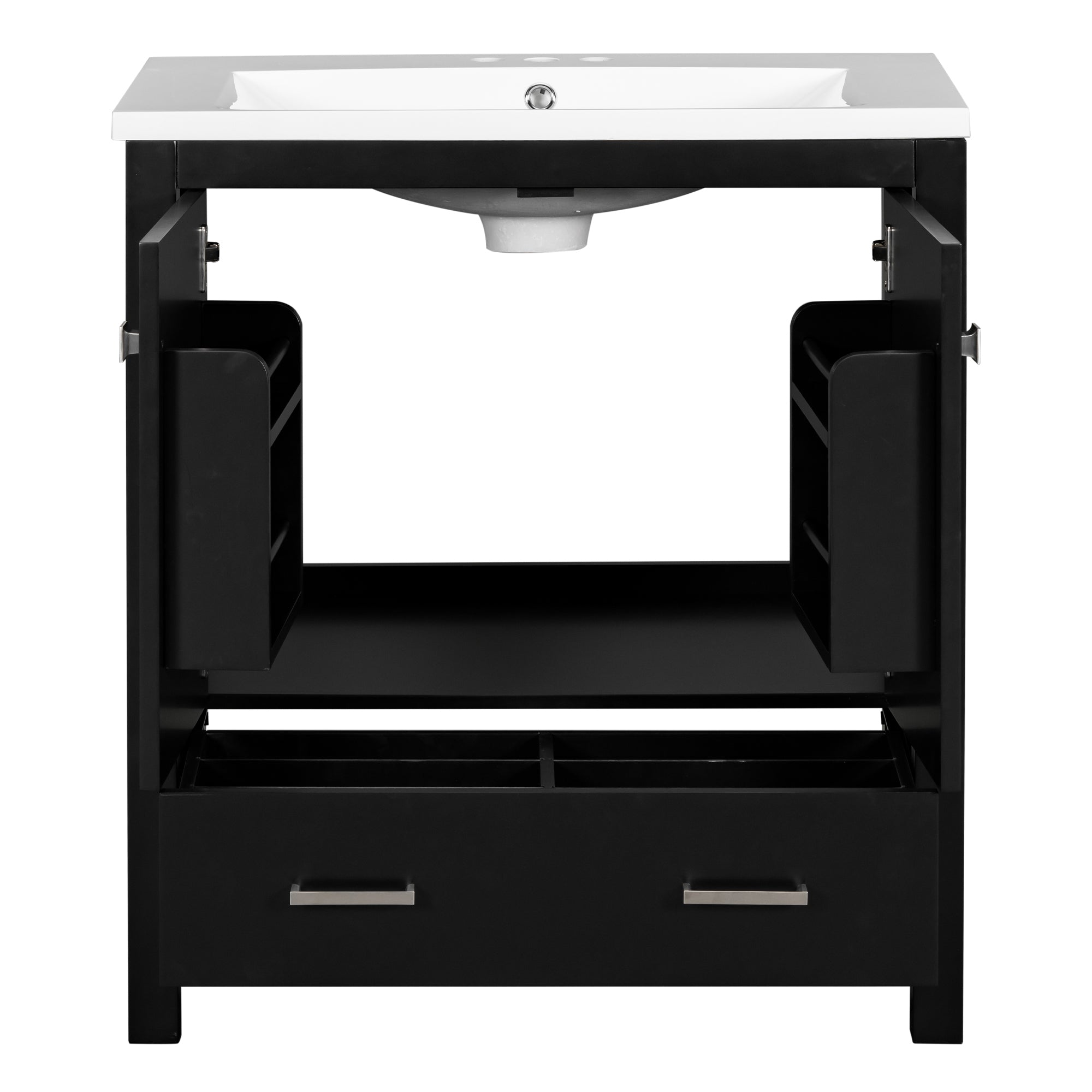 30 Inch MDF Freestanding Bathroom Vanity with Resin Basin and Drawers