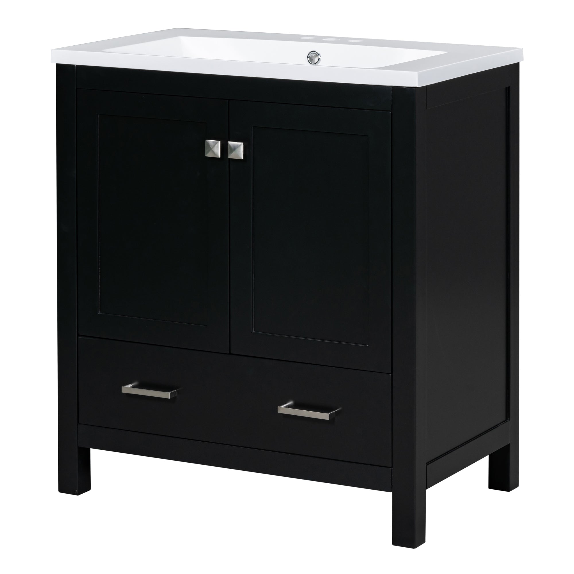 30 Inch MDF Freestanding Bathroom Vanity with Resin Basin and Drawers