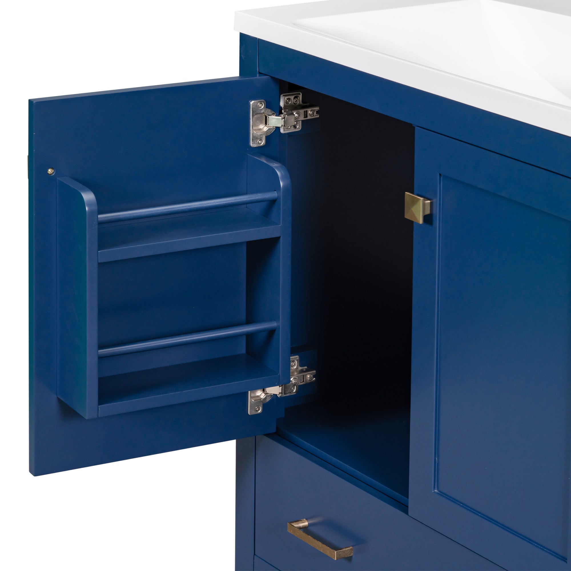 30 Inch MDF Freestanding Bathroom Vanity with Resin Basin and Drawers