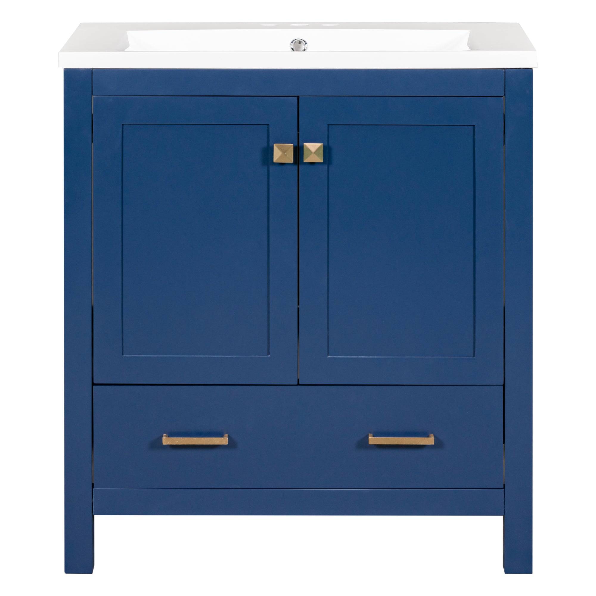 30 Inch MDF Freestanding Bathroom Vanity with Resin Basin and Drawers