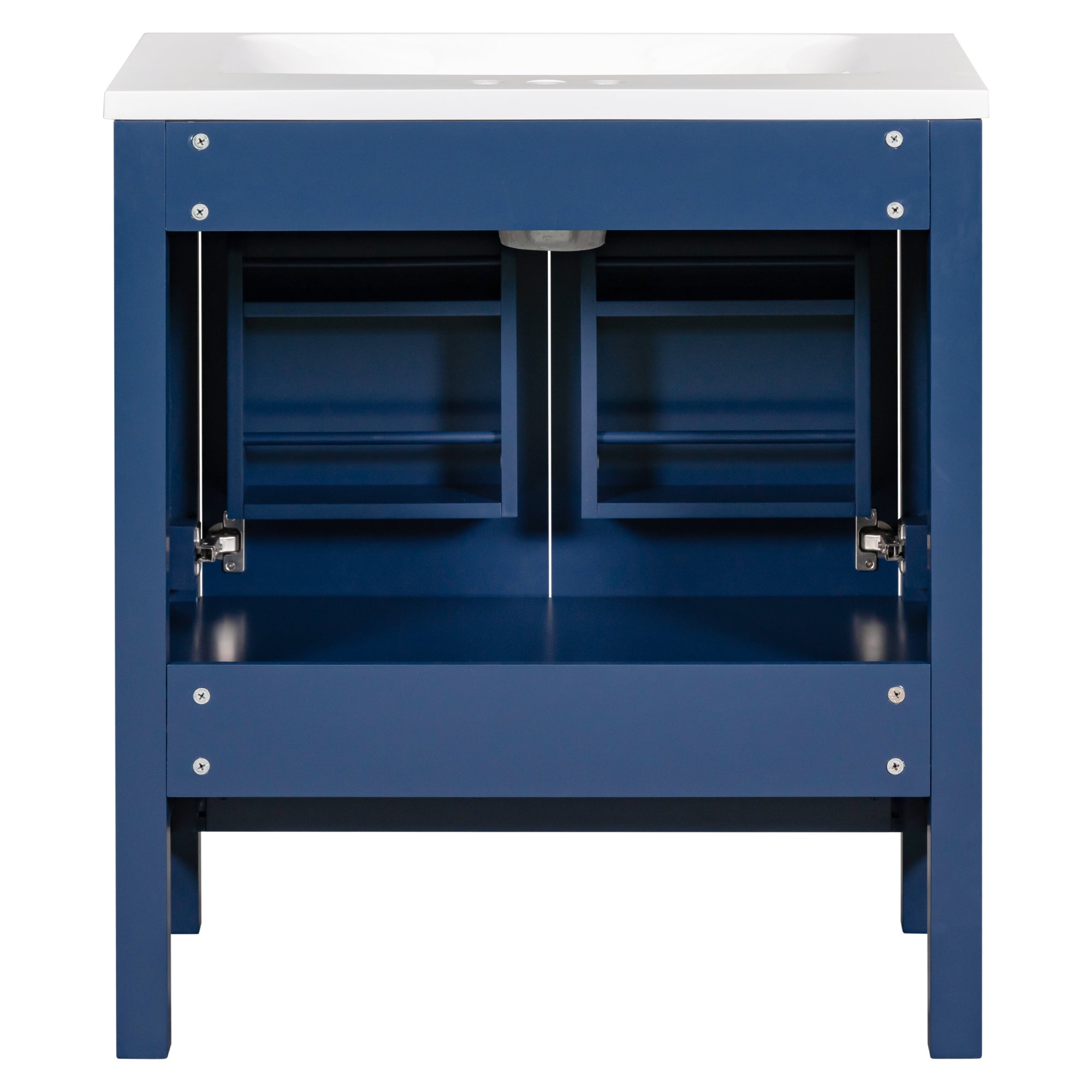 30 Inch MDF Freestanding Bathroom Vanity with Resin Basin and Drawers