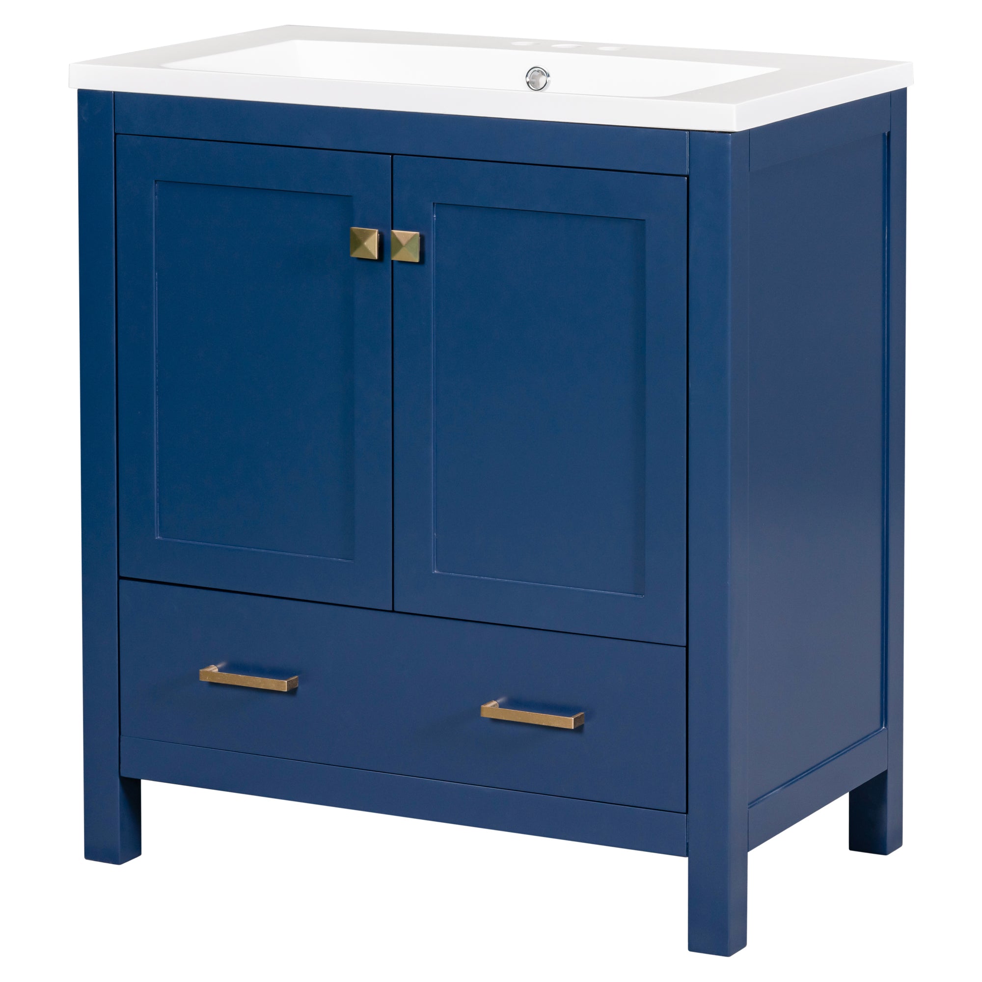 30 Inch MDF Freestanding Bathroom Vanity with Resin Basin and Drawers