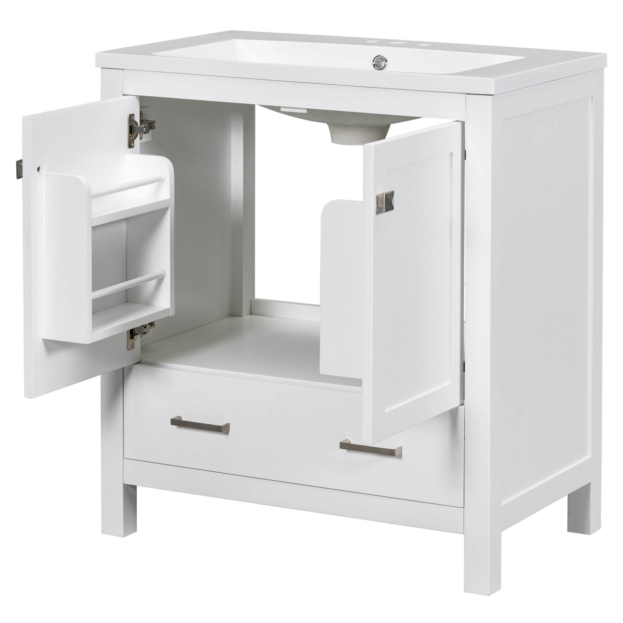 30 Inch MDF Freestanding Bathroom Vanity with Resin Basin and Drawers