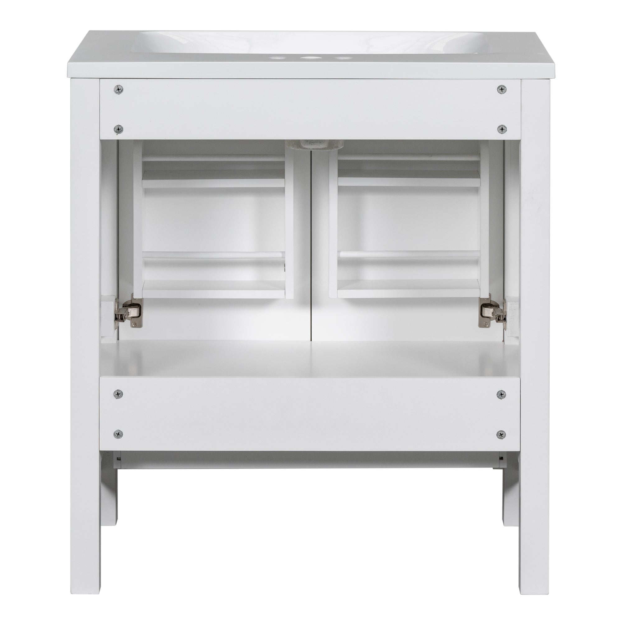 30 Inch MDF Freestanding Bathroom Vanity with Resin Basin and Drawers