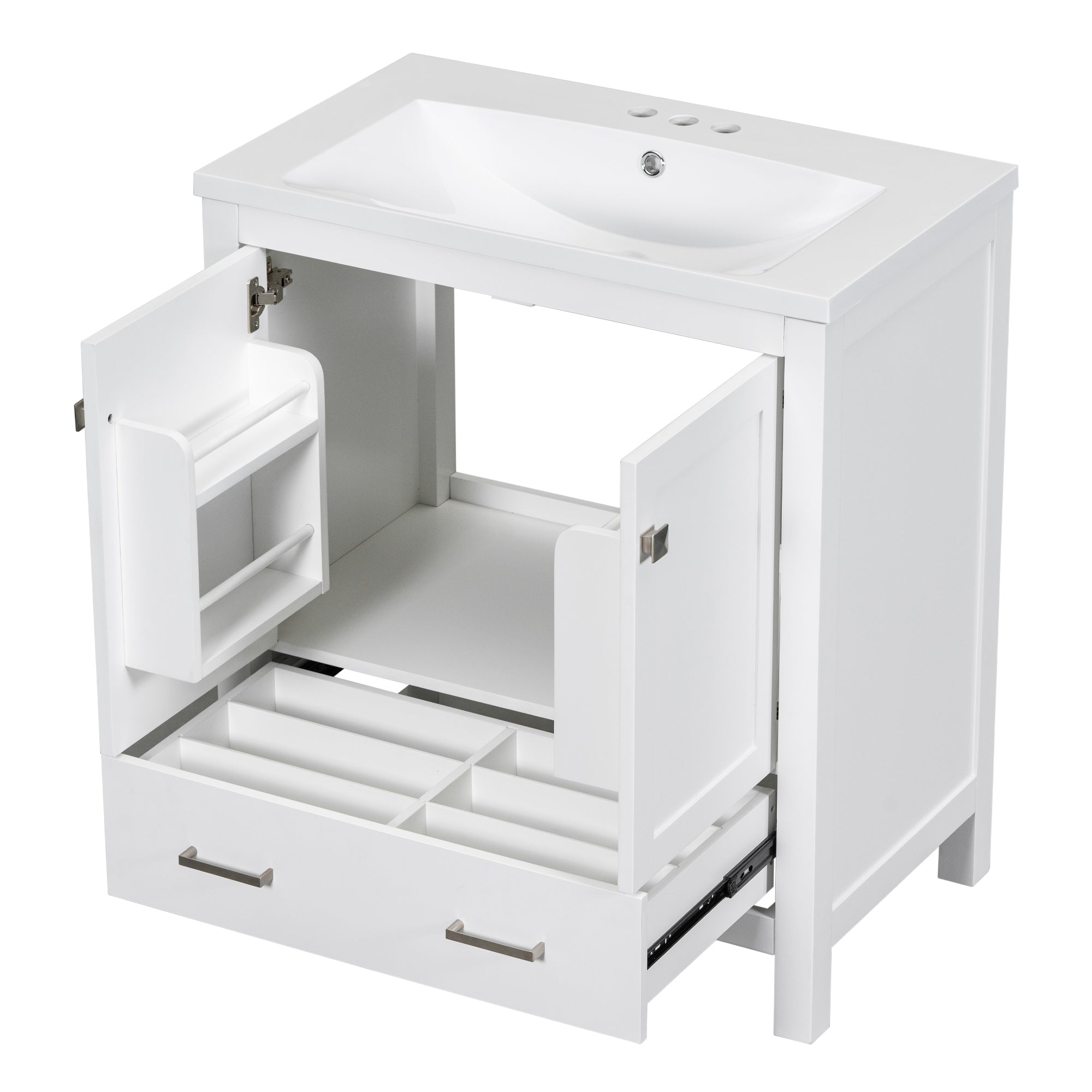 30 Inch MDF Freestanding Bathroom Vanity with Resin Basin and Drawers