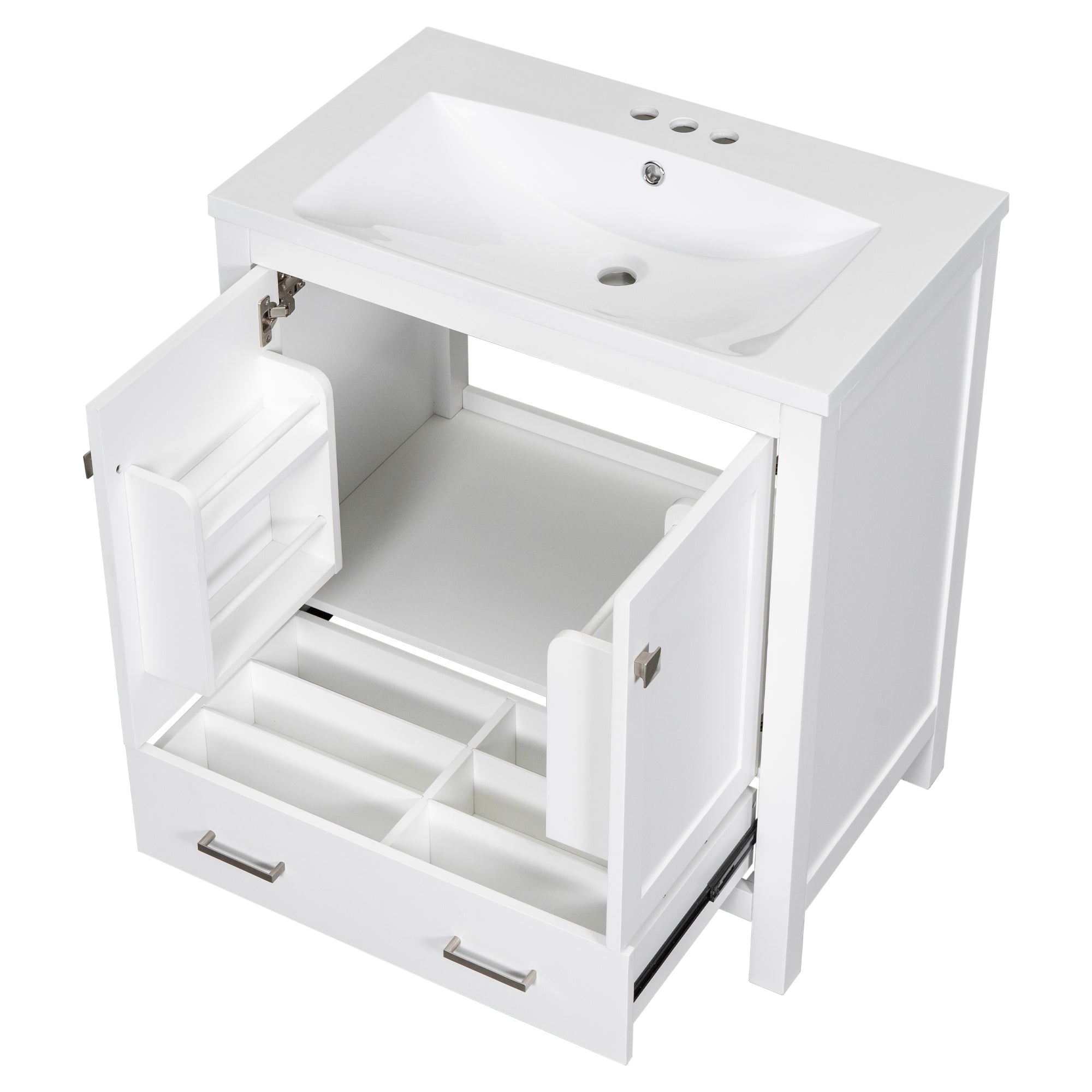 30 Inch MDF Freestanding Bathroom Vanity with Resin Basin and Drawers